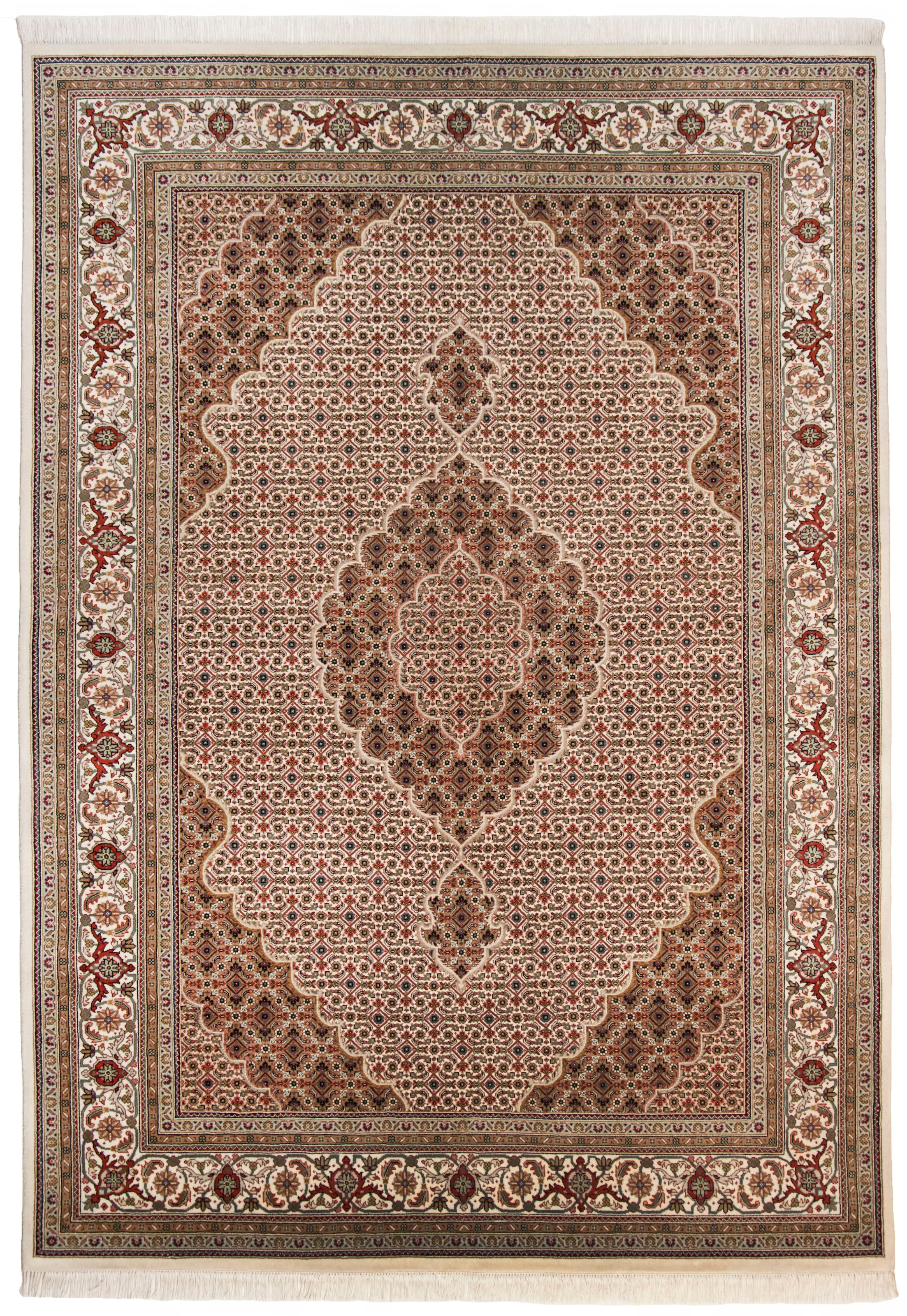 THEKO Orientteppich »Mahi Tabriz«, rechteckig, 12 mm Höhe, handgeknüpft, Material: 80%Wolle, 20% Seide, mit Fransen
