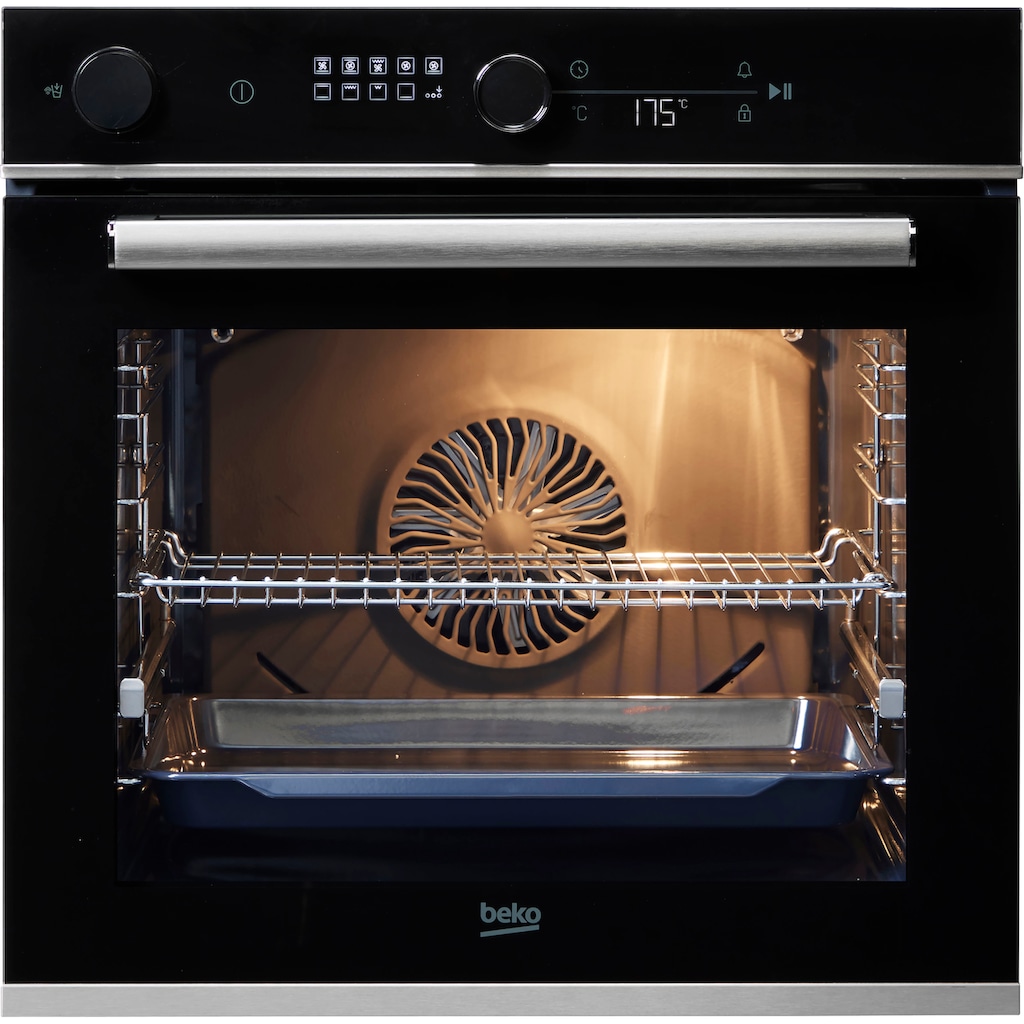 BEKO Einbaubackofen »BBIS13400XMSE«, BBIS13400XMSE, mit 1-fach-Teleskopauszug, SteamShine