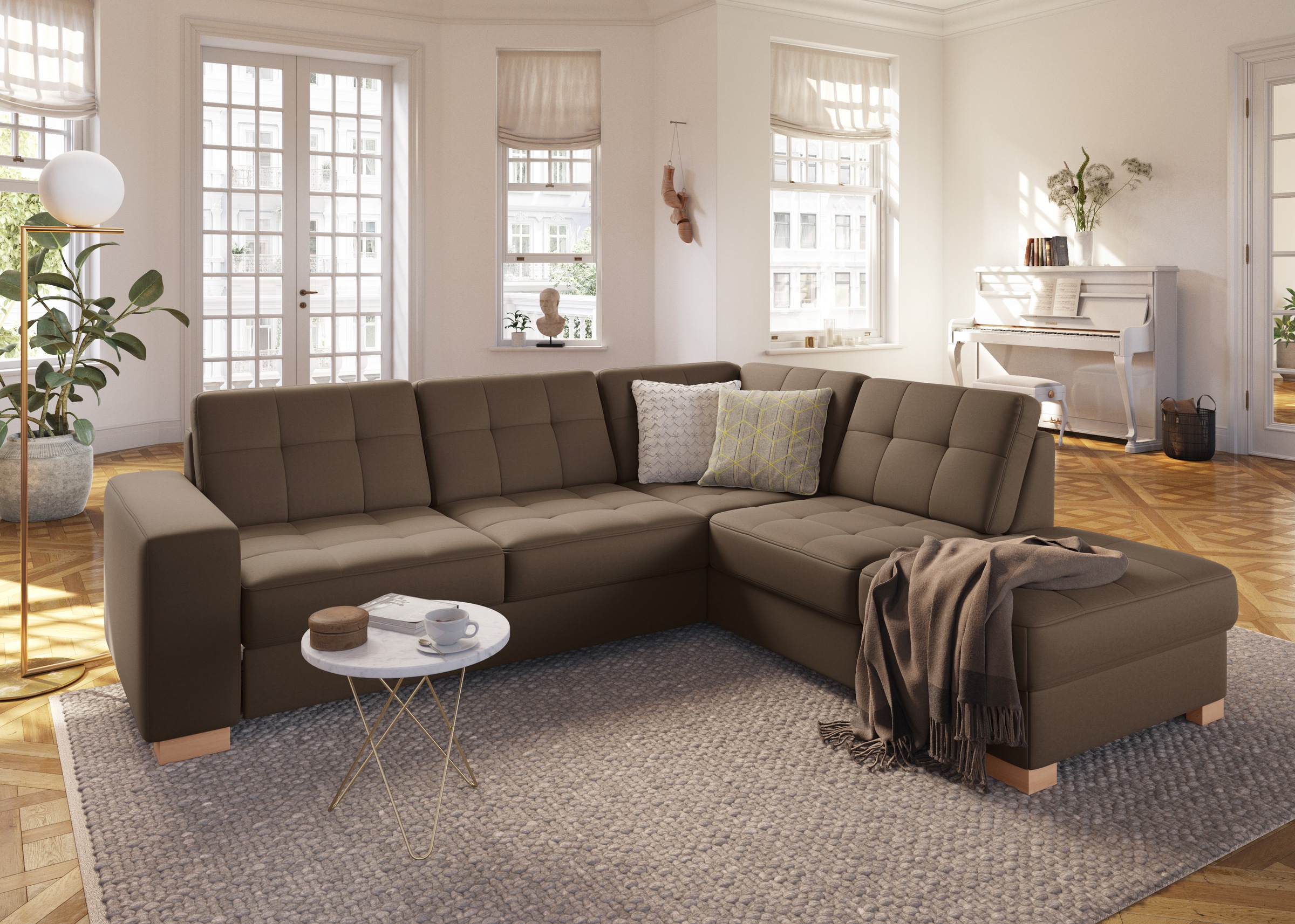 sit&more Ecksofa »Quincy L-Form«, wahlweise mit Bettfunktion und Bettkasten