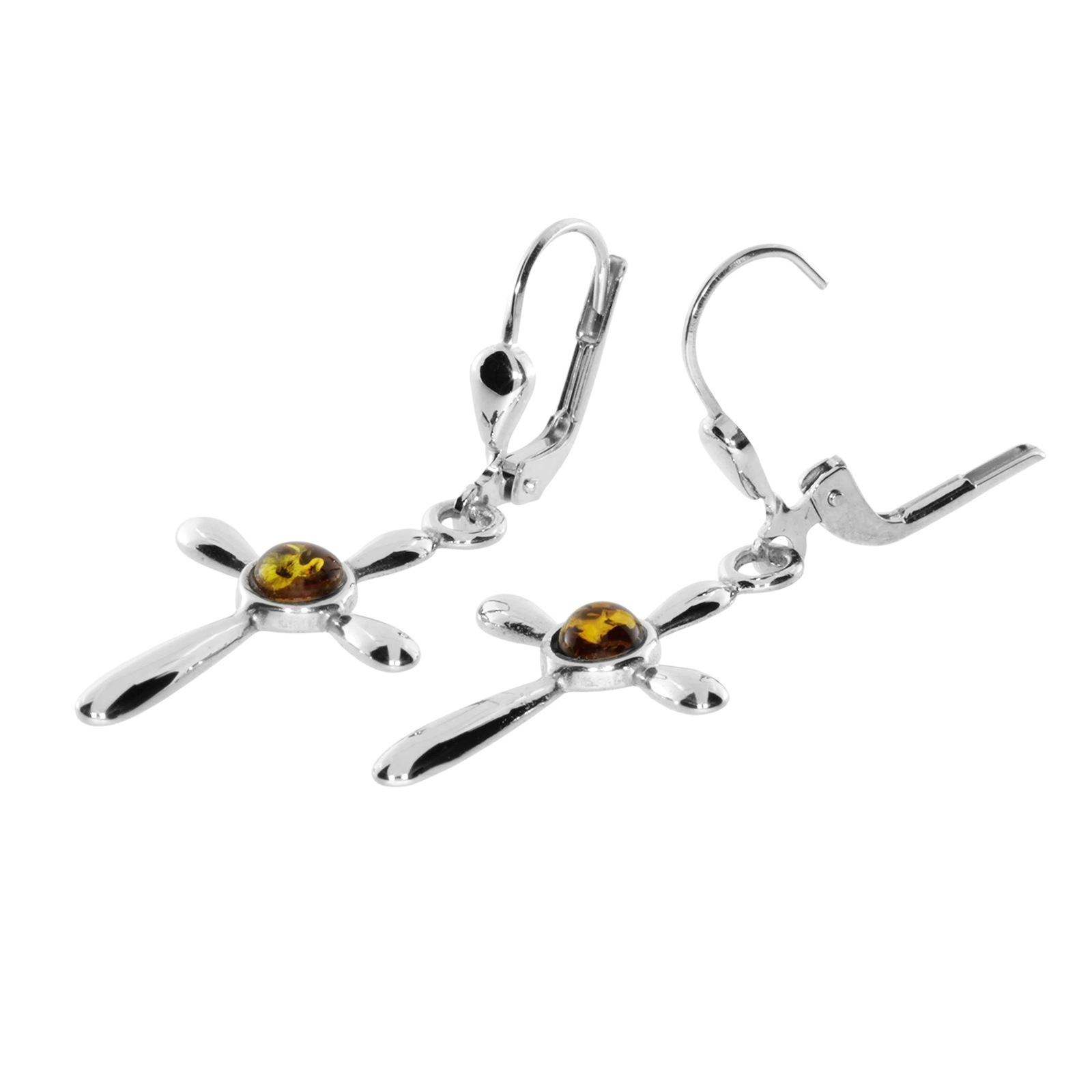 OSTSEE-SCHMUCK Paar Ohrhänger »- Kreuz 24 x 16 - Silber 925/000 - Bernstein«