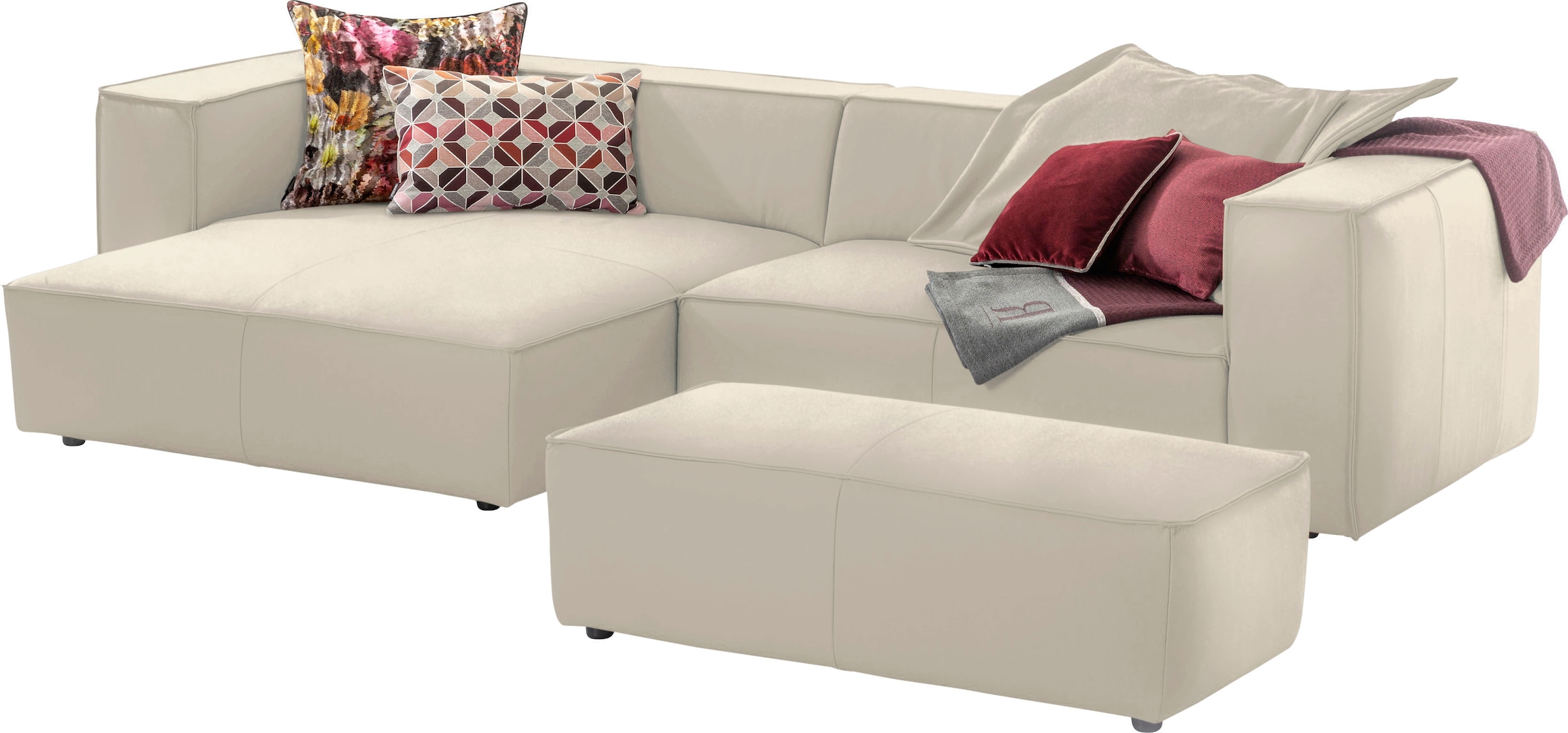 W.SCHILLIG Ecksofa »around-the-block, modern und elegant, bequem, L-Form«, mit eleganter Biese, mit Federkern