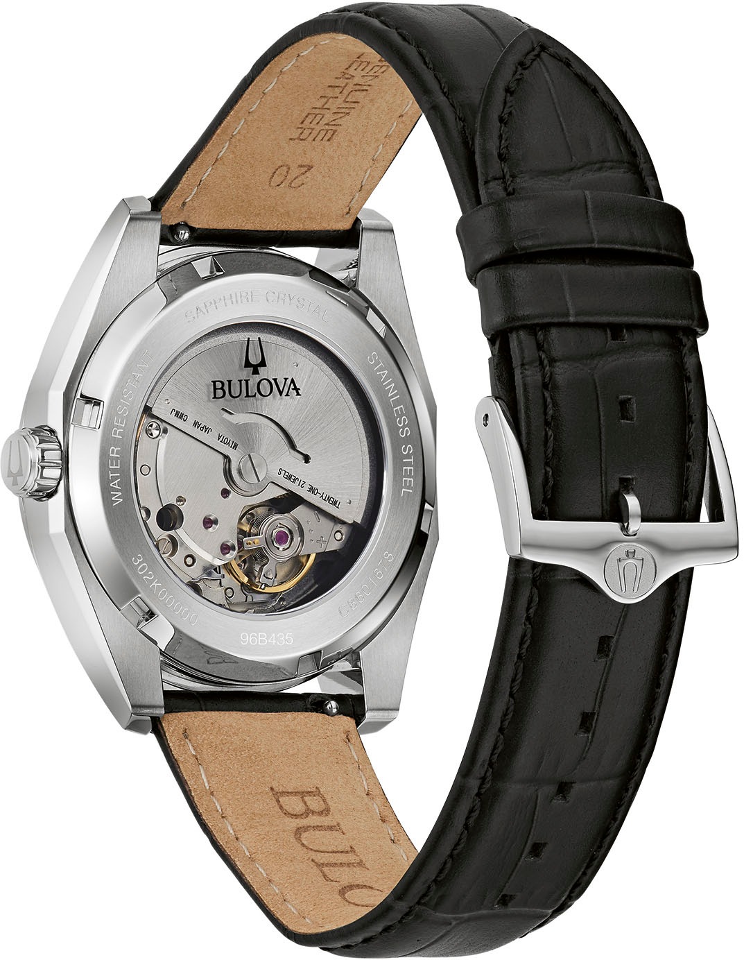 Bulova Automatikuhr, Armbanduhr, Herrenuhr, Damenuhr, Lederarmband, Saphirglas
