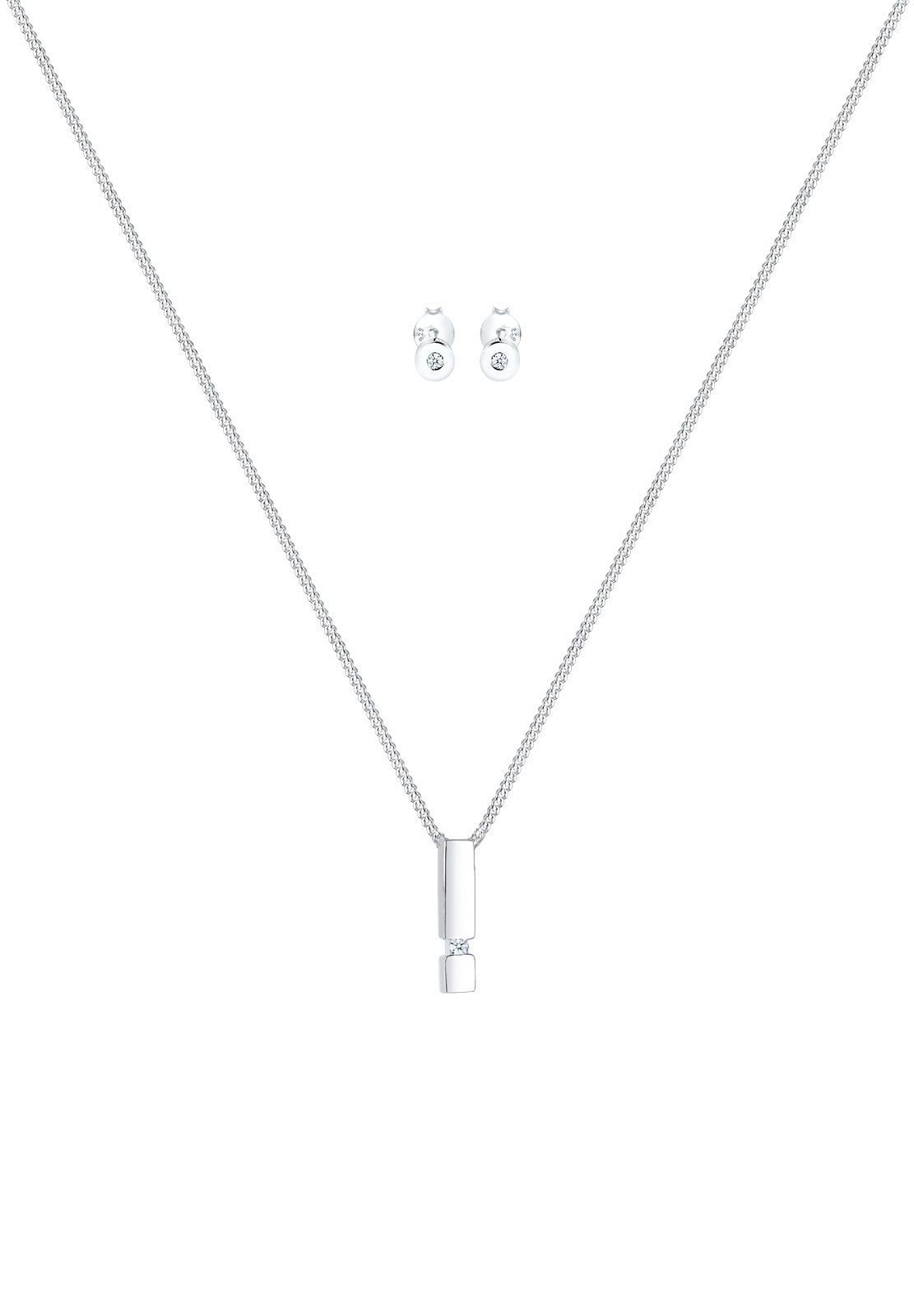 Elli DIAMONDS Ohrring und Ketten Set »Schmuckset Diamant Weiß Brillantschliff (0.09 ct) 925 Sterling Silber« ()