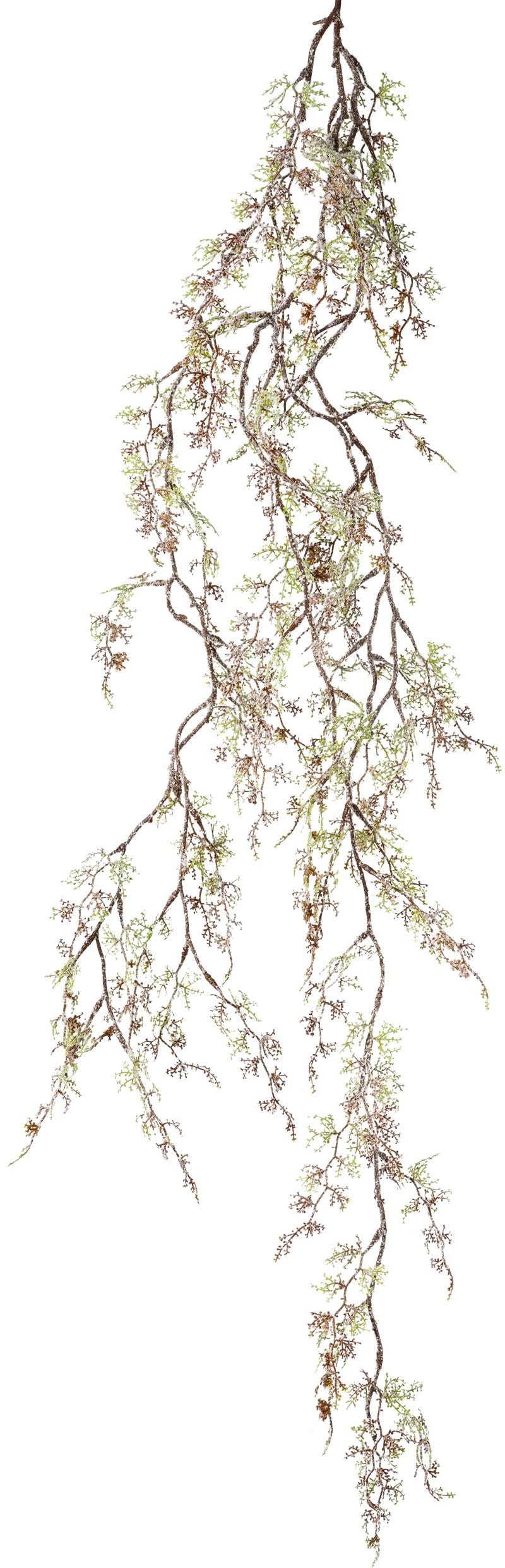 Creativ green Winterliche Kunstpflanze »Weihnachtsdeko«, Miniblatthängezweig gefrostet, Länge 123 cm, 2er-Set