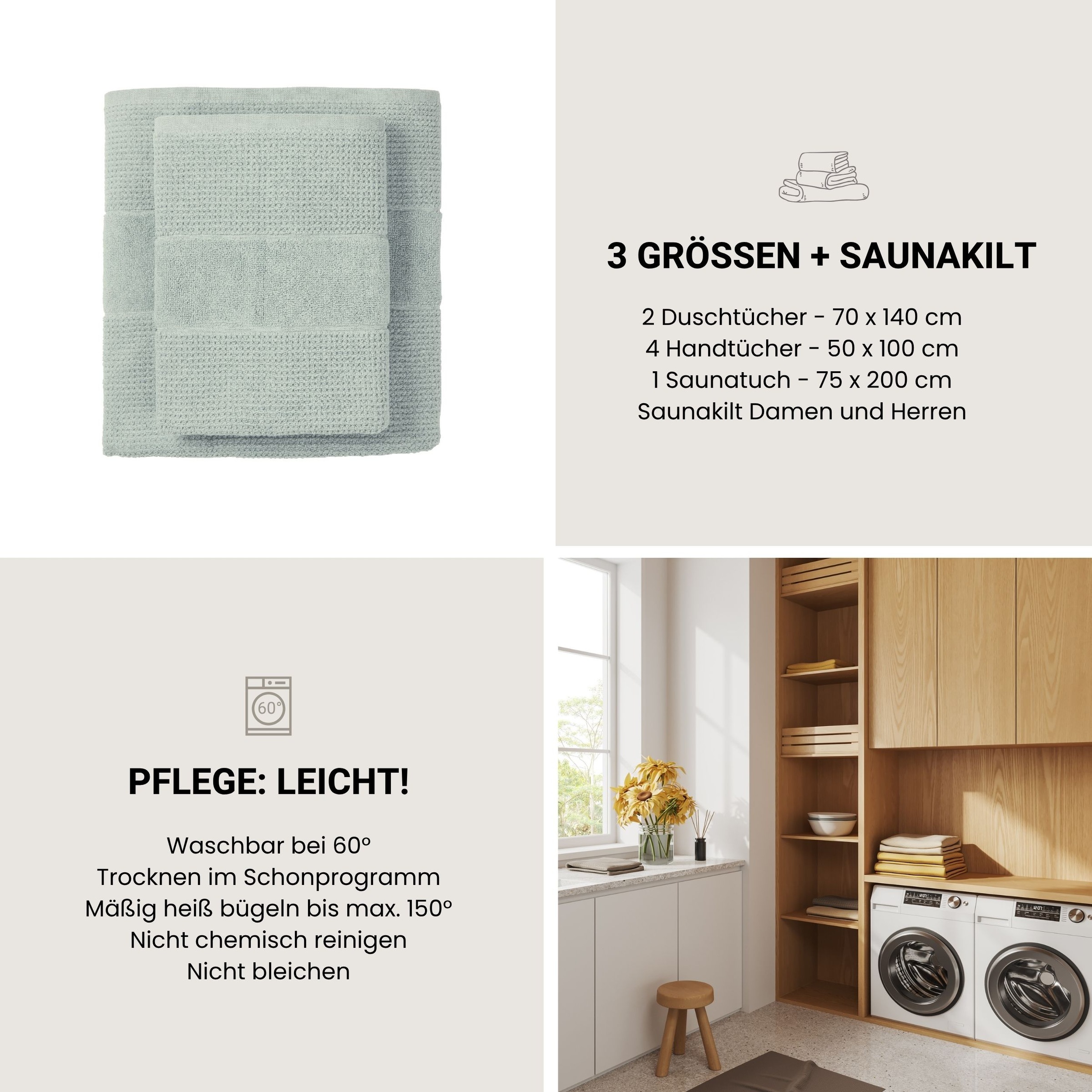 Schiesser Saunatuch »Turin in angesagter Reiskornoptik« OEKO-TEX® MADE IN GREEN