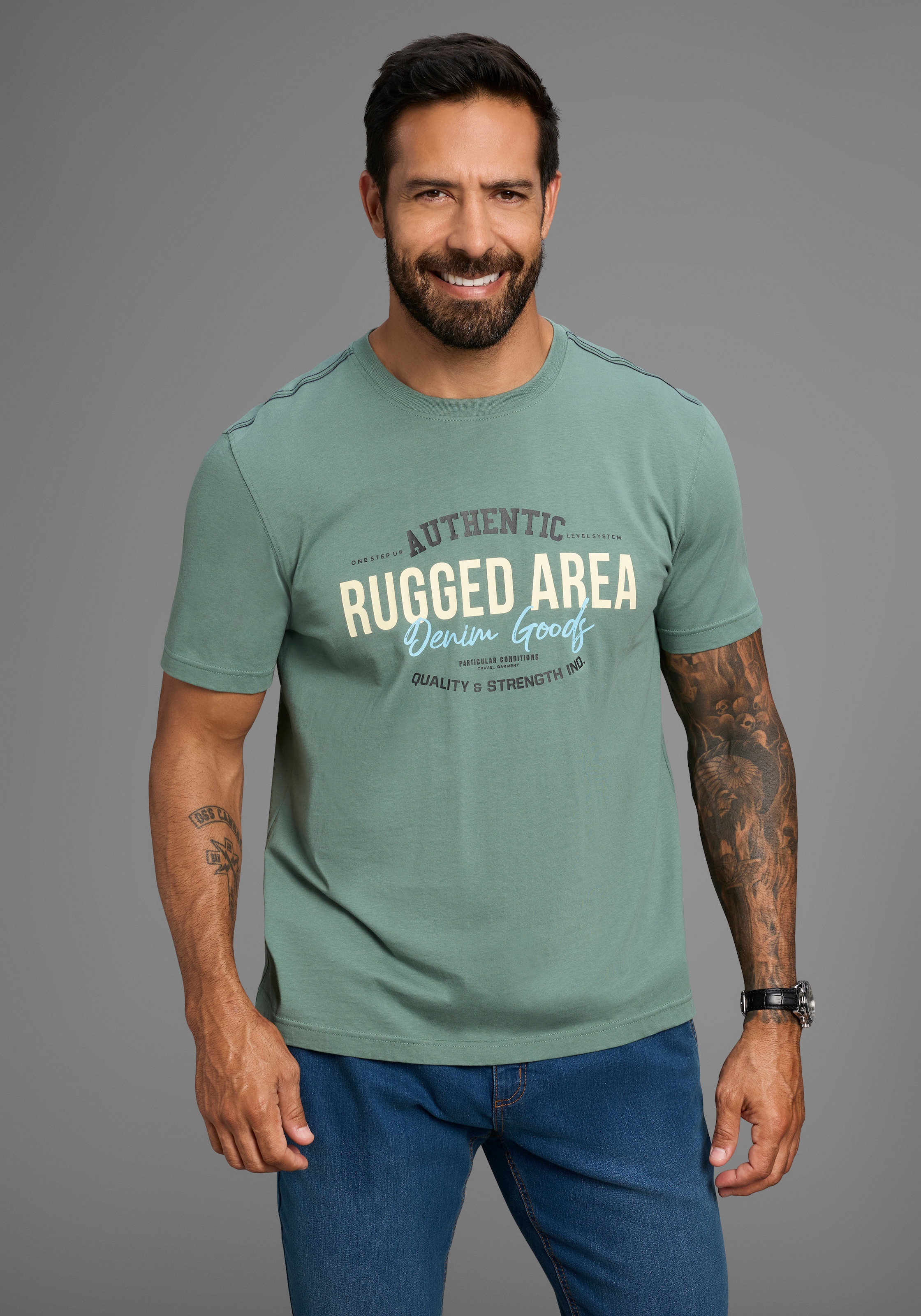 Man's World T-Shirt Kurzarm,  Regular Fit,  mit Print,  Rundhalsausschnitt