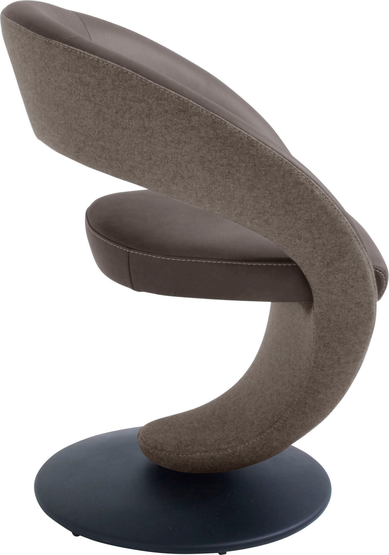 K+W Komfort & Wohnen Drehstuhl »Wave«, Leder CLOUD-Lodenstoff, Design-Drehstuhl, Drehteller in Metall schwarz, Farbkombination