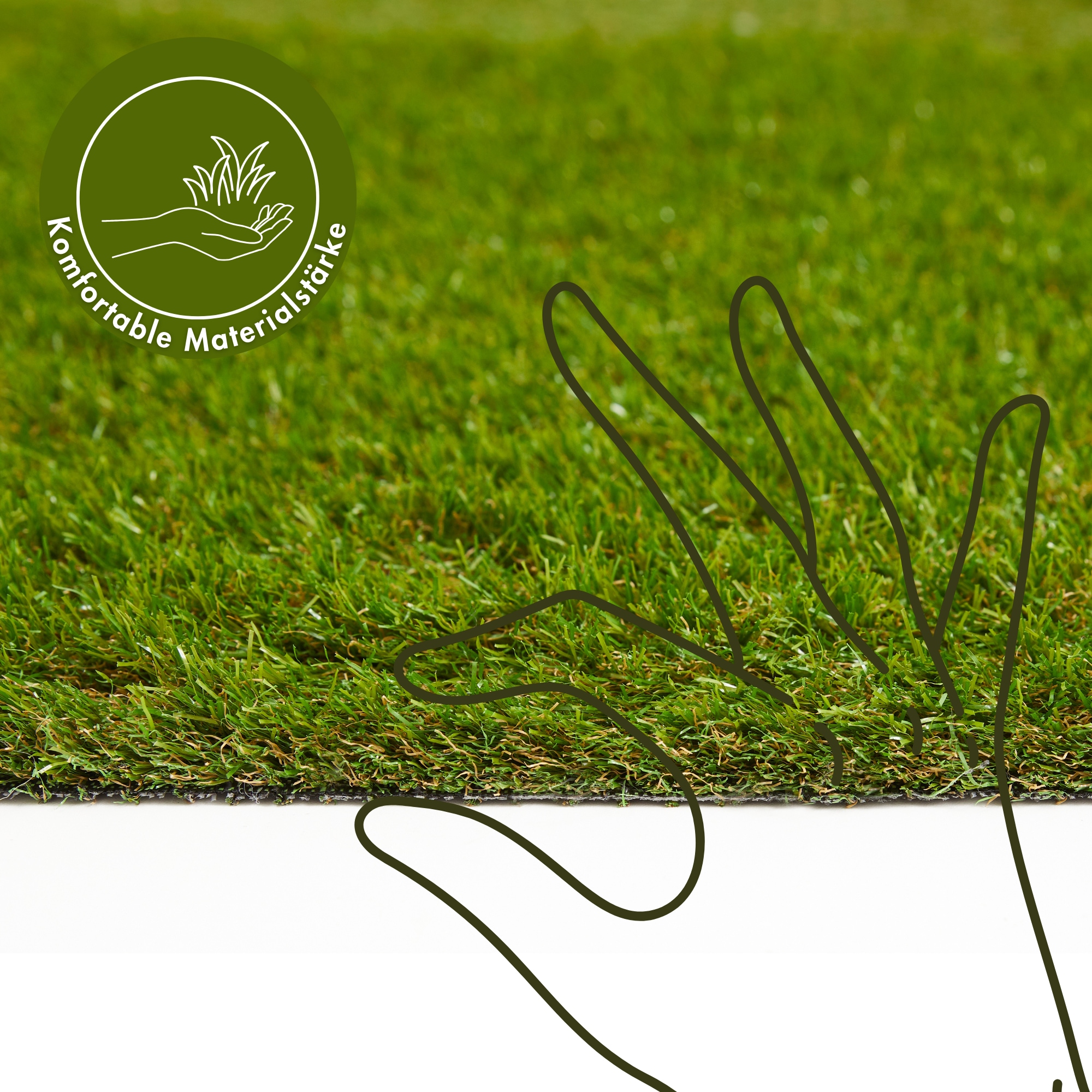 Andiamo Kunstrasen »Rasenteppich Bali, Gesamthöhe 31 mm, Made in Belgium« rechteckig realistische Optik, mit Drainagefunktion, für Balkon & Terrasse