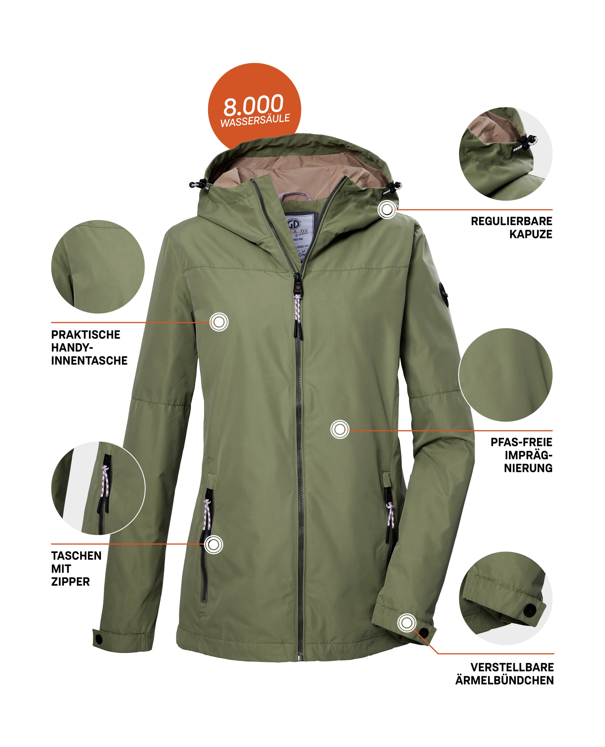 G.I.G.A. DX by killtec Funktionsjacke »GS 71 WMN JCKT« Damenjacke: wasserdicht, winddicht, verstellbar, Kapuze