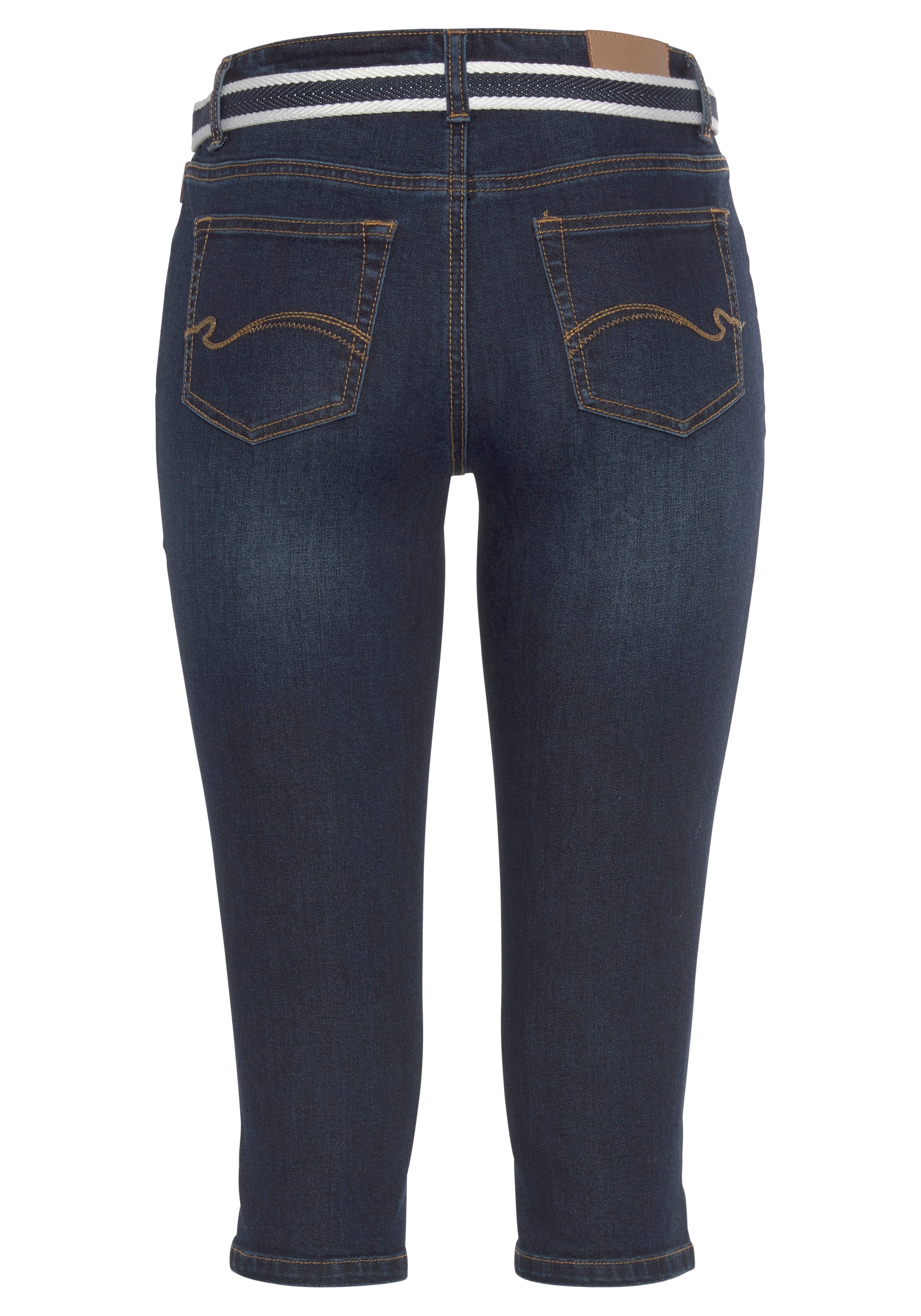 KangaROOS Caprijeans »CAPRI-JEANS mit Gürtel«, (Set, mit abnehmbarem Gürtel), Skinny Fit, mit Schlitz, normale Leibhöhe