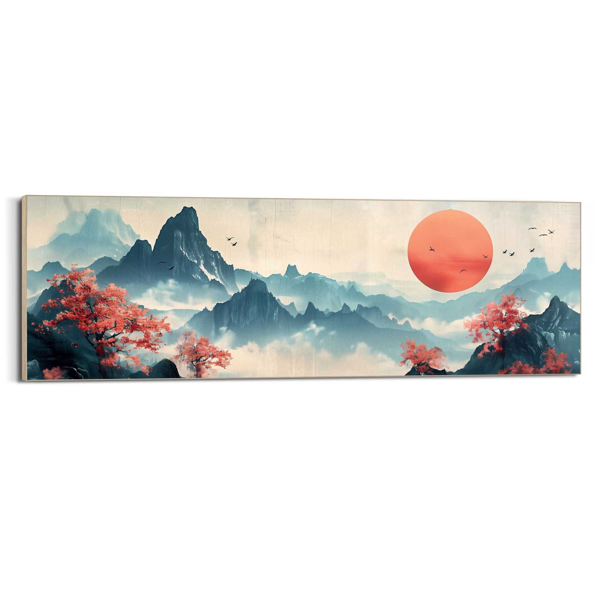 Reinders! XXL-Wandbild »Japanische Berge« Landschaften 1 Stk. tlg. Wohnzimmer - Blau - MDF - Landschaften - 156x52 cm