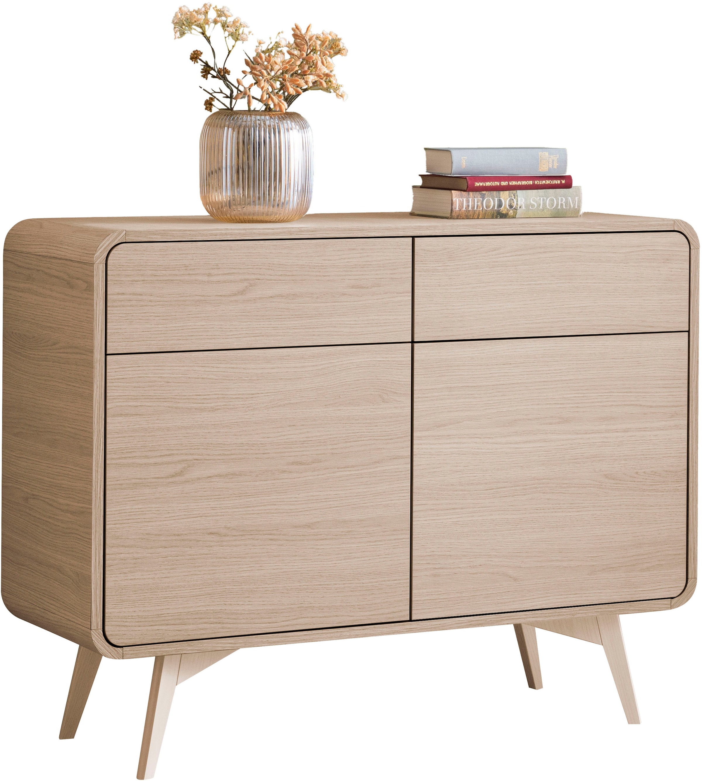 Home affaire Sideboard »Torsby, moderner Schrank, Kommode in Eiche Natur, 108 cm breit« abgerundete Ecken, ausreichend Stauraum, vielseitig einsetzbar