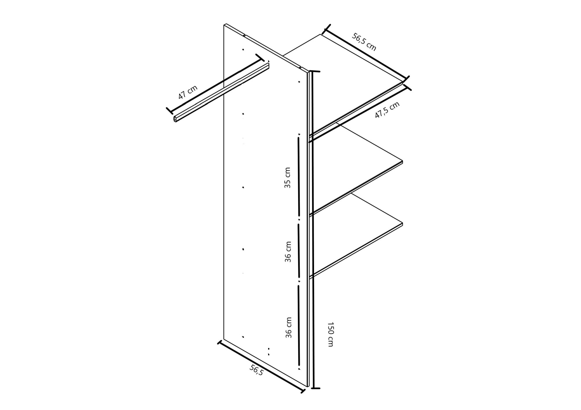 Home affaire Inneneinteilung »Hällevik Zubehör für Schränke, Stauraum,« Trennwand für Schrank Hällevik mit 3 und 4 Türen, Eiche Massiv