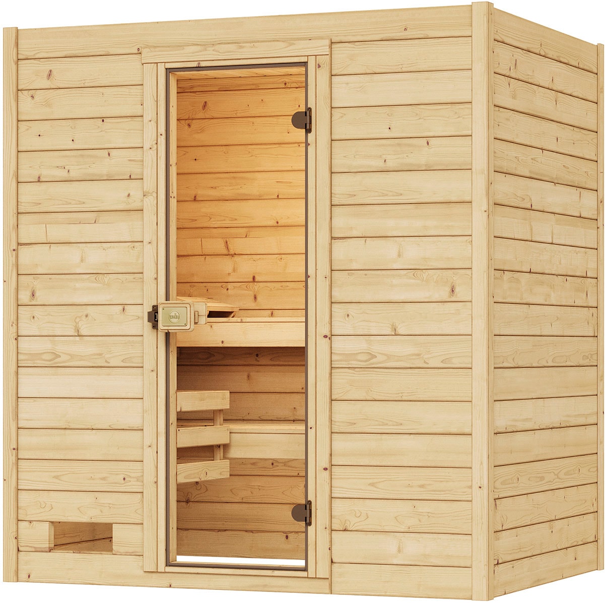 weka Sauna »Massivholzsauna VALIDA 2« Blockbohlen, moderne Ganzglastür