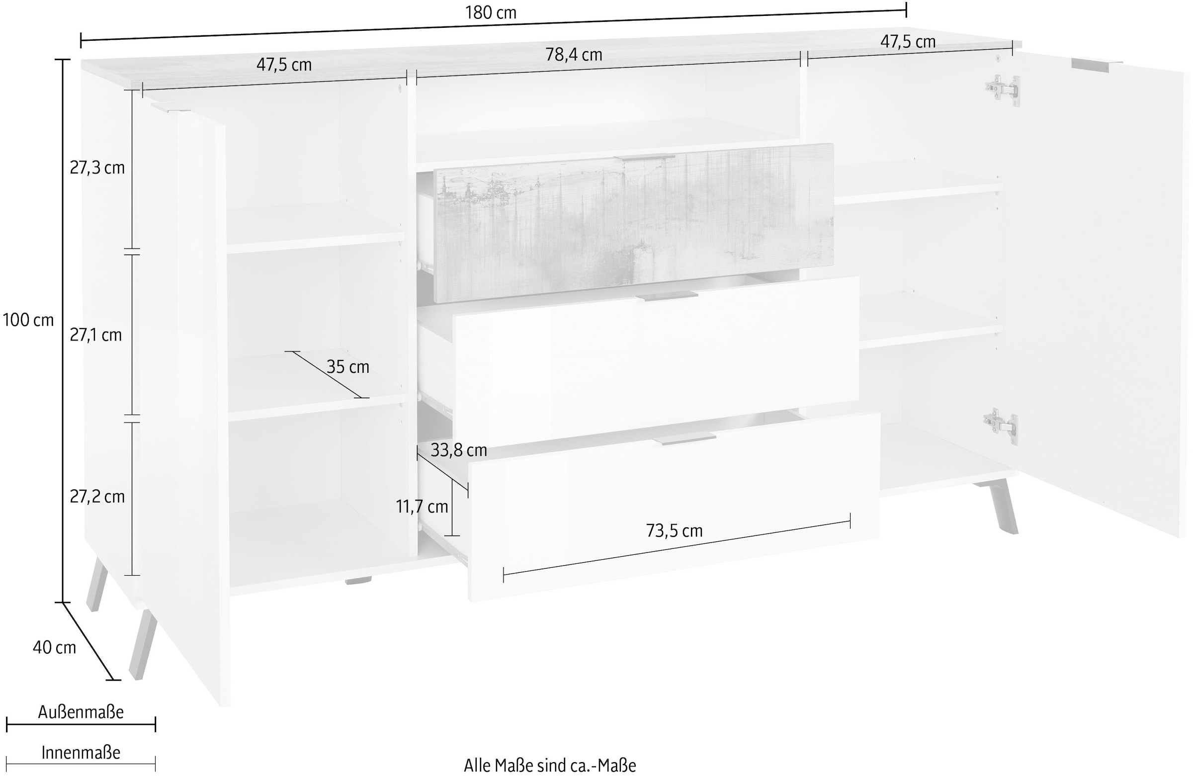 INOSIGN Highboard »CASANOVA«, Höhe ca. 100 cm