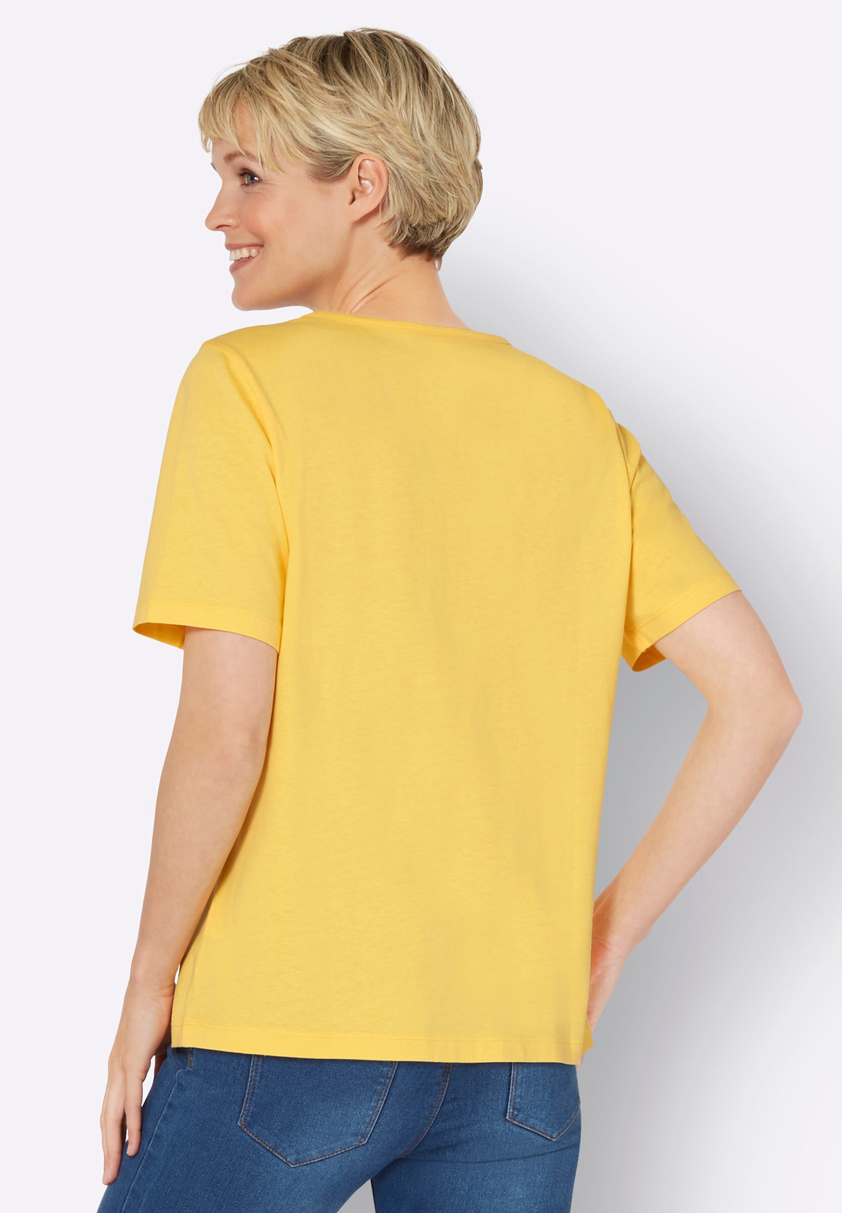 Sieh an! T-Shirt »V-Shirt V-Shirt mit platziertem Print«
