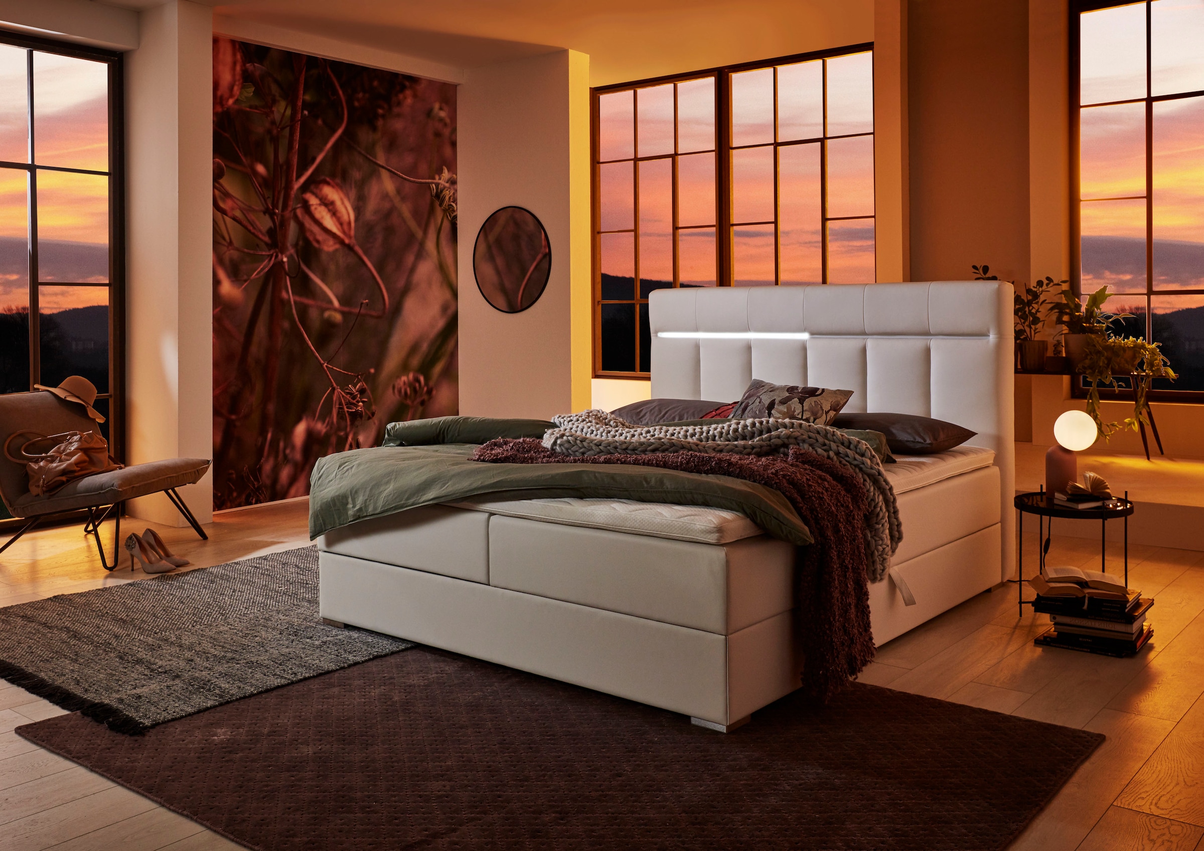 ATLANTIC home collection Boxbett »Tessa« mit LED-Beleuchtung und Bettkasten