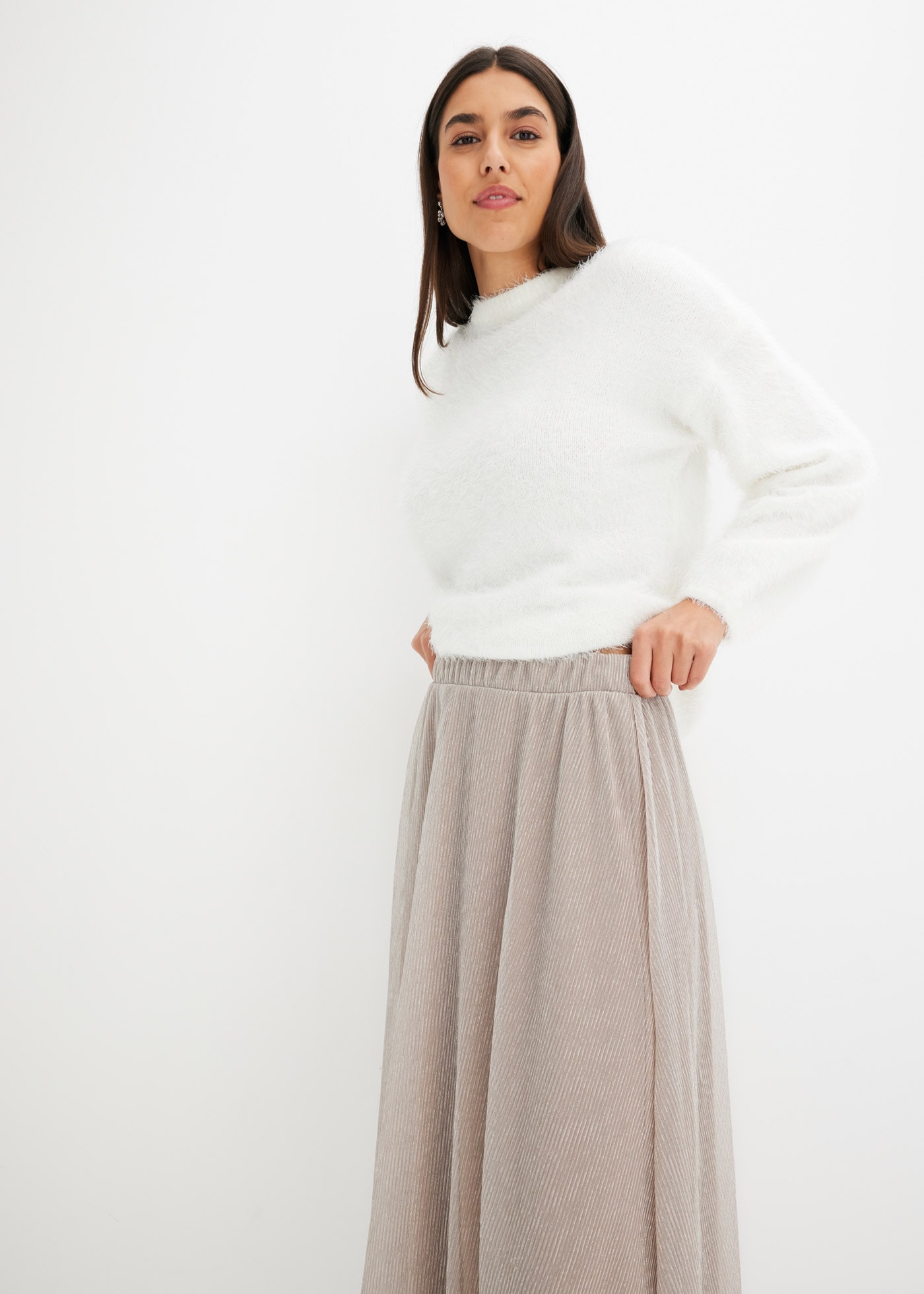 bonprix Jerseyrock »Jerseyrock« aus leicht transparentem Materialmix, ausgestellte Passform