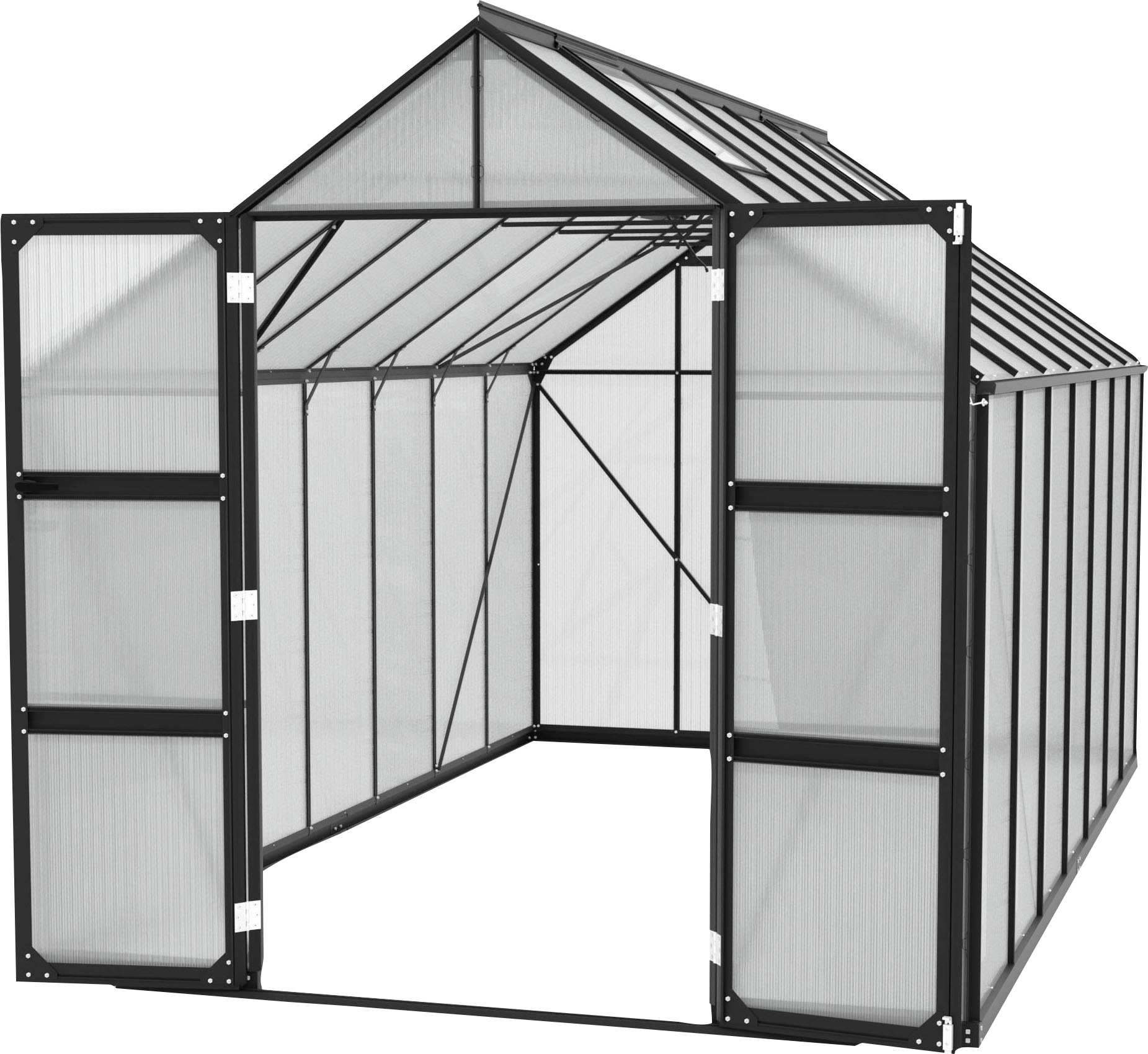 Vitavia Gewächshaus »Domus 11500«, mit Doppelschwingtüren und bodentiefer Türschwelle, 6 mm Hohlkammer
