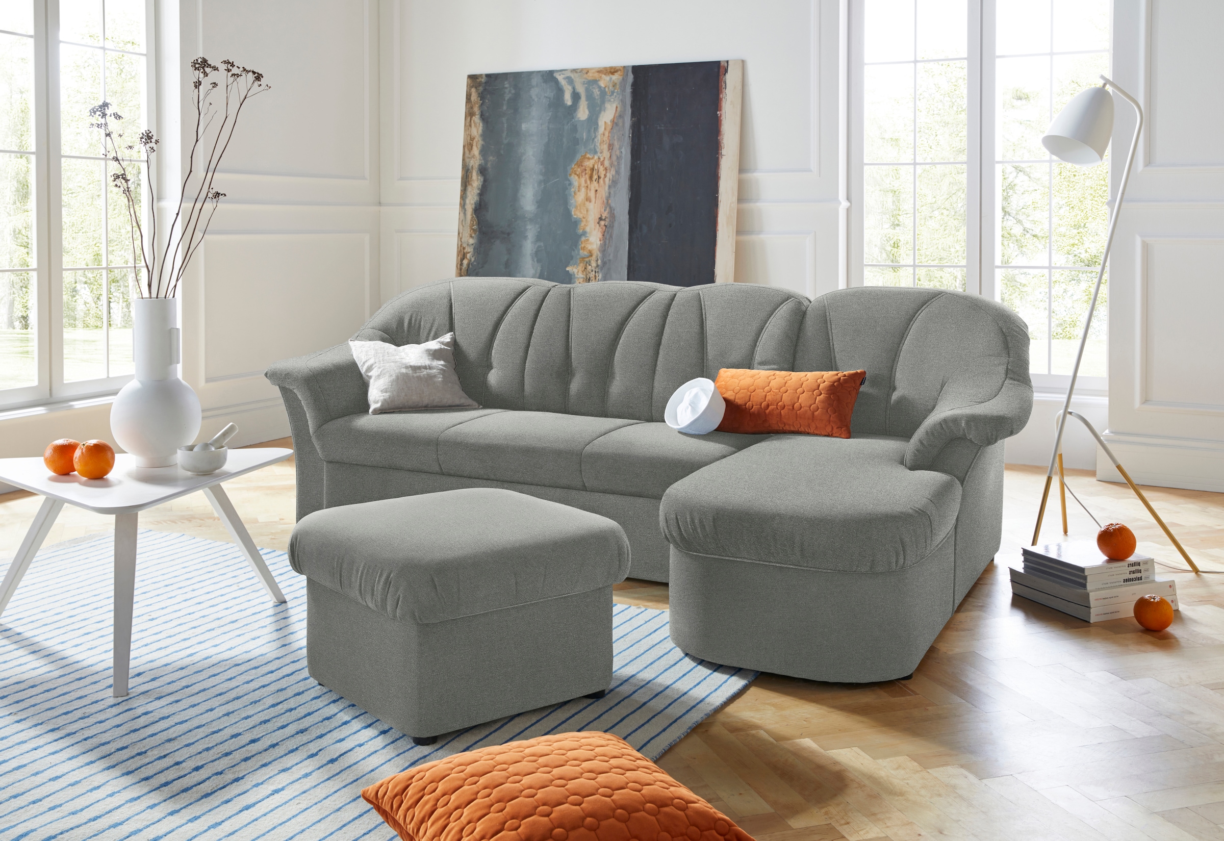 DOMO collection Ecksofa »Pegnitz, elegante Rückensteppung,  komfortabel, L-Form« wahlweise mit Bettfunktion