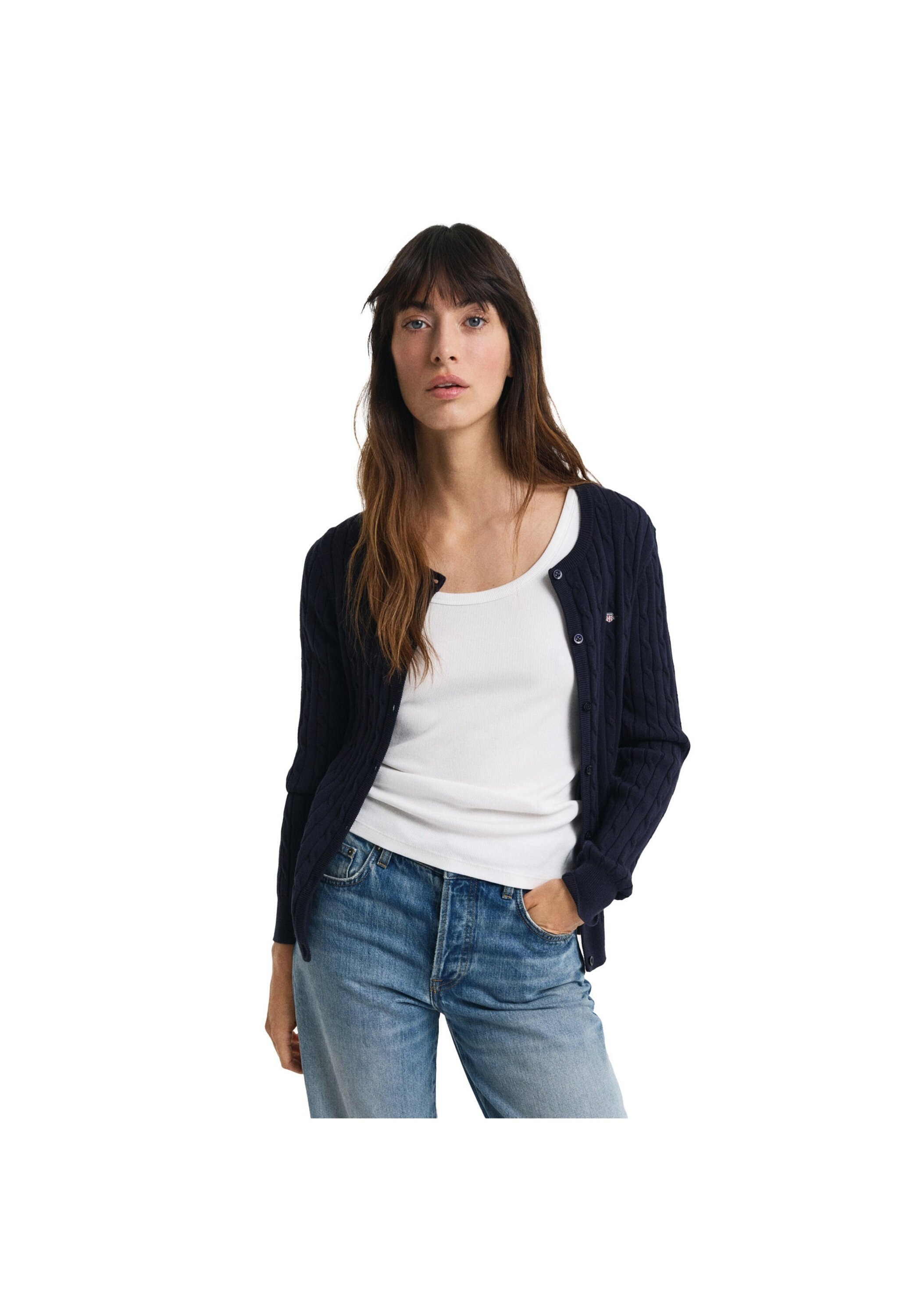 Gant Sweatshirt »Strickjacke STRETCH COTTON CABLE CARDIGAN«