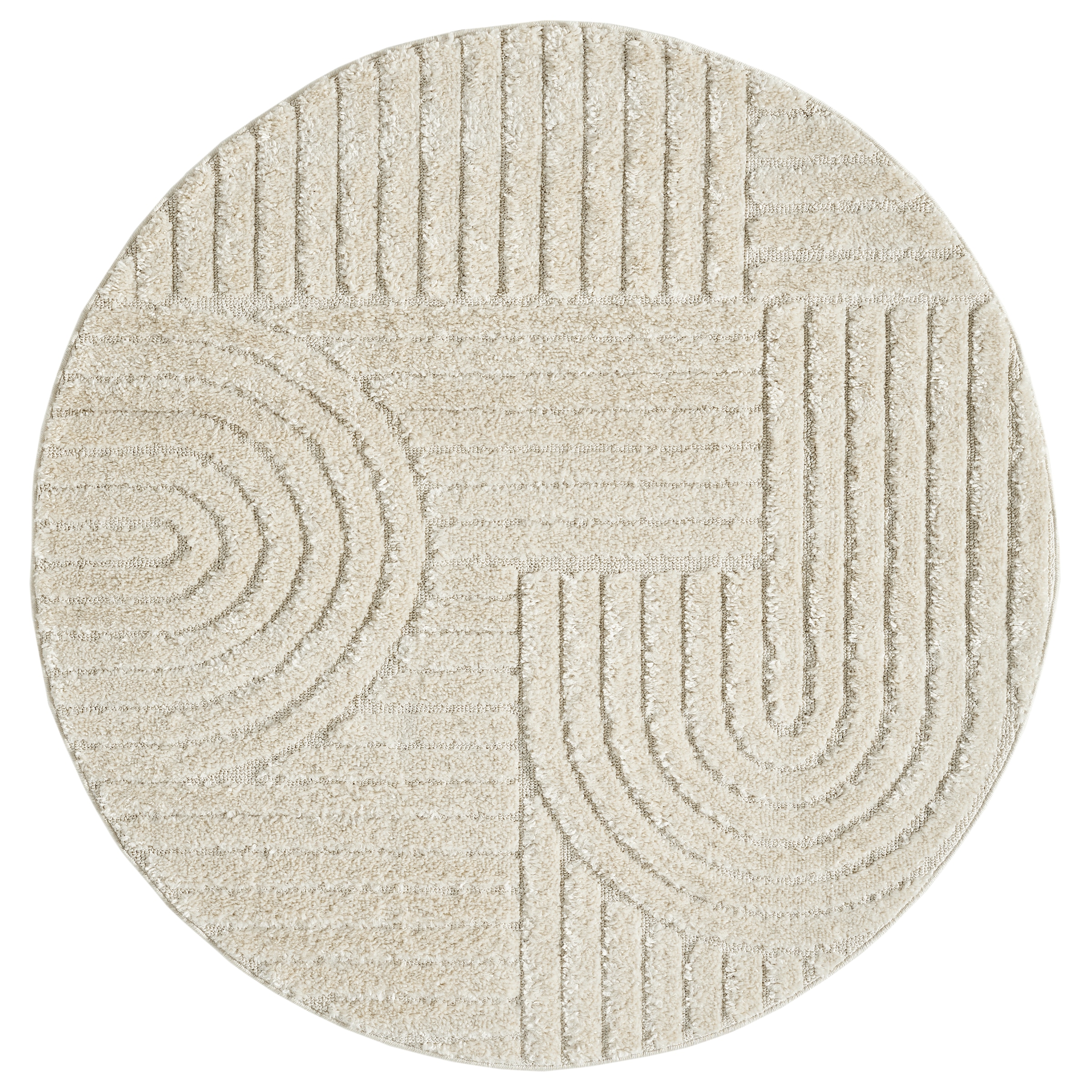 OTTO home Teppich »Jonne, Boho-Design, Scandi, Designteppich« rund 20 mm Höhe Hoch-Tief, 3D Optik, skandinavischer Stil, Wohnzimmer, Schlafzimmer