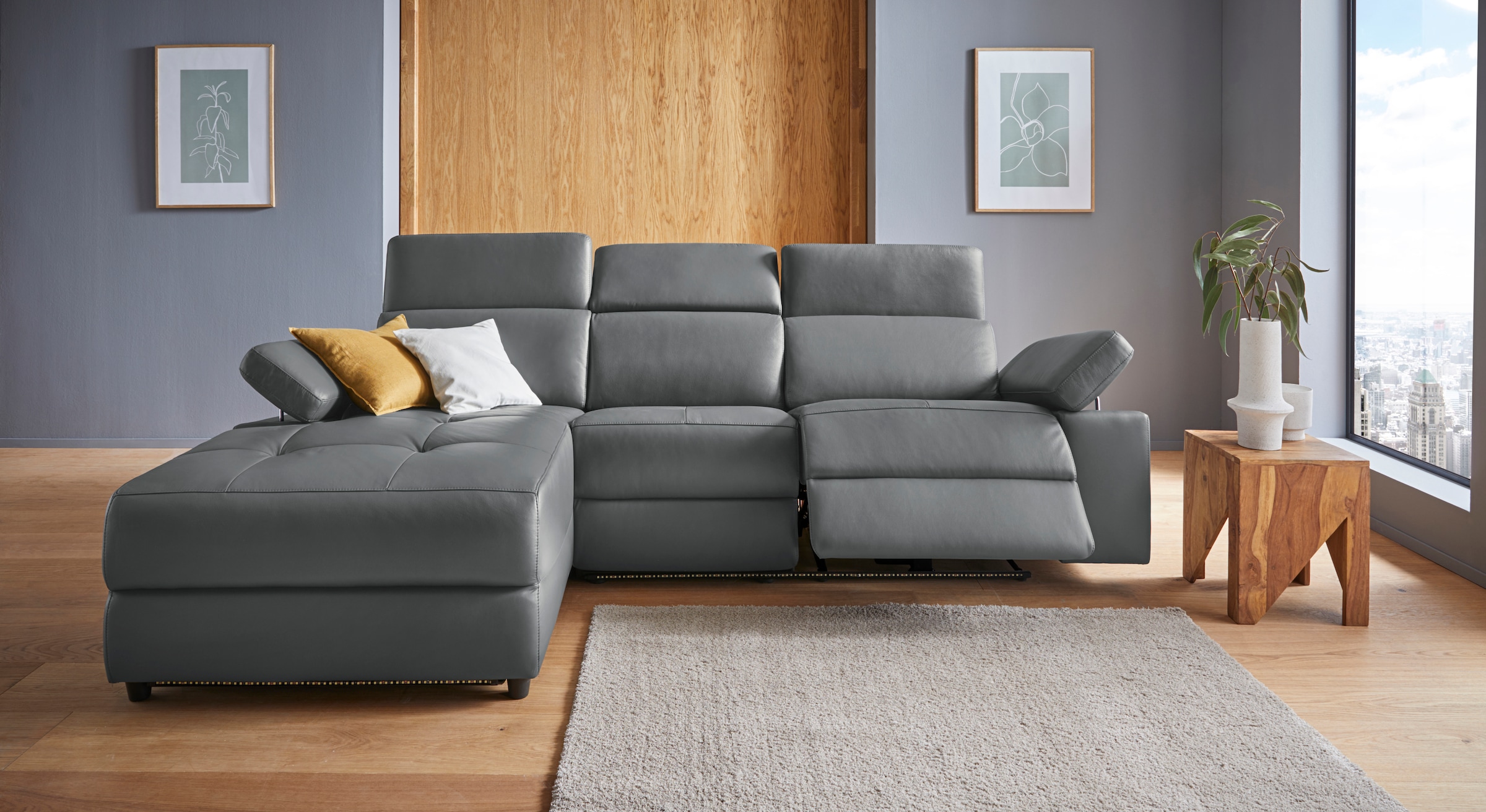Places of Style Ecksofa »Kilado, L-Form,«, mit Relaxfunktion, verstellbarer Armlehne, Kopfteilverstellung