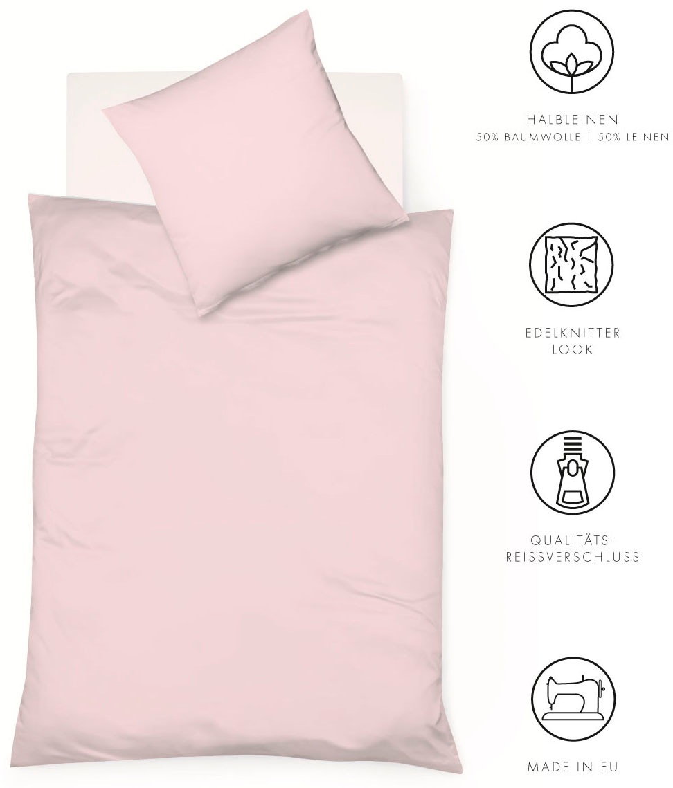 fleuresse Bettwäsche »Provence in Gr. 135x200, 155x220 oder 200x200 cm« 2 Stk. Halbleinen, 50% Baumwolle, 50% Leinen, Gr. 135x200, 155x220, 200x200cm