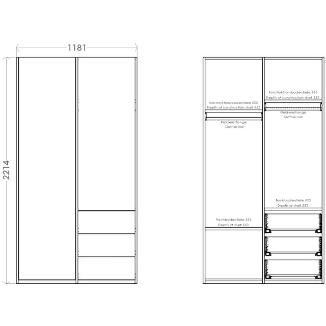Müller SMALL LIVING Kleiderschrank »Modular Plus Variante 2«, Inklusive 3  kleiner Schubladen unten rechts auf Rechnung bestellen