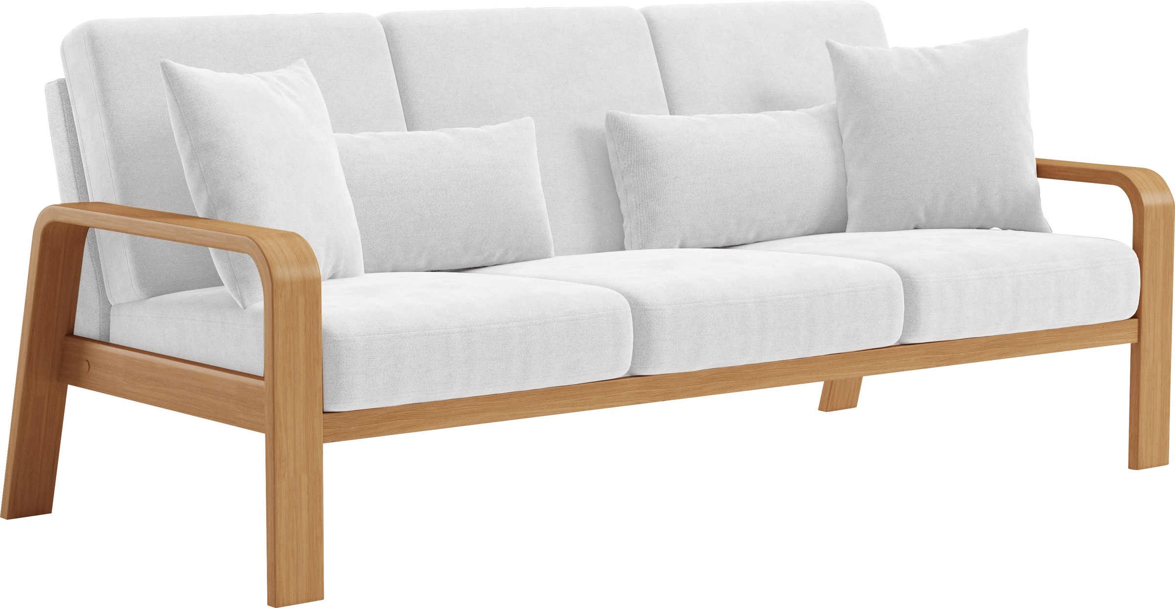 sit&more 3-Sitzer »Kolding«, Armlehnen aus eichefarbigem Buchenholz, verschiedene Bezüge und Farben