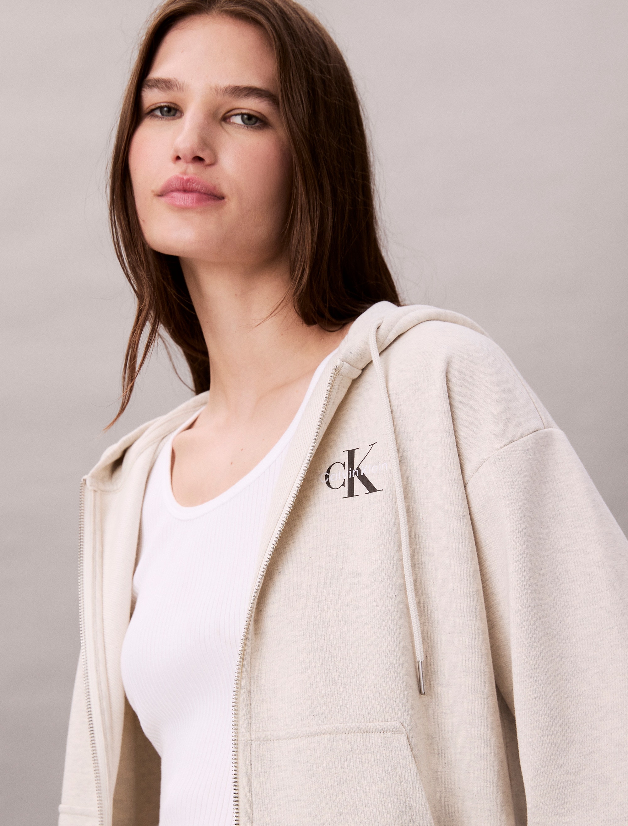 Calvin Klein Jeans Sweatjacke »MNLG FRNCH TRRY FZ B«, Mit Rundhalsausschnitt