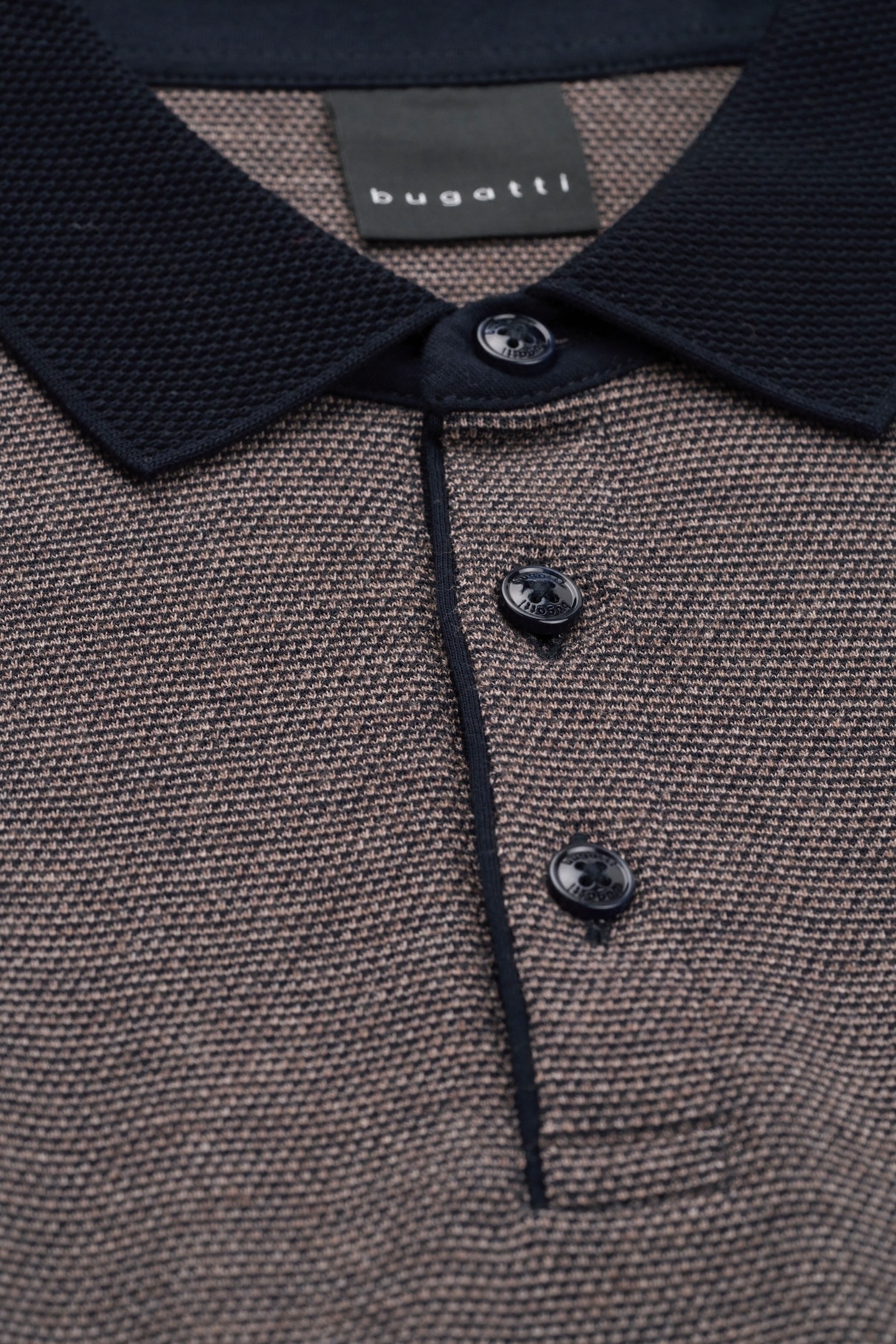 bugatti Langarm-Poloshirt, mit Strukturkragen