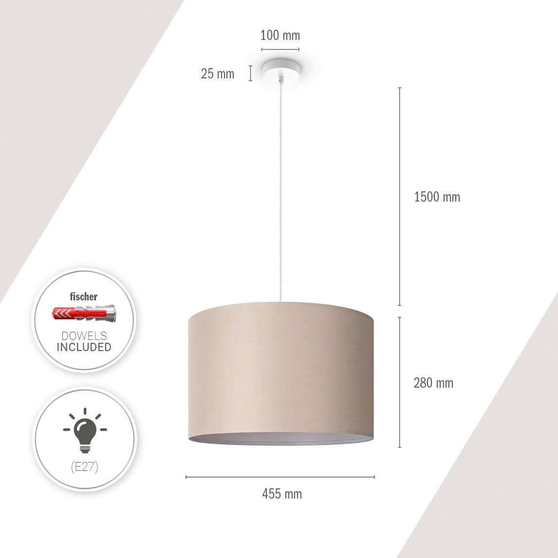 Paco Home Pendelleuchte »HUGO UNI COLOR« E27 Deckenlampe LED  Wohnzimmer Und Schlafzimmer, Unifarben, Deko E27