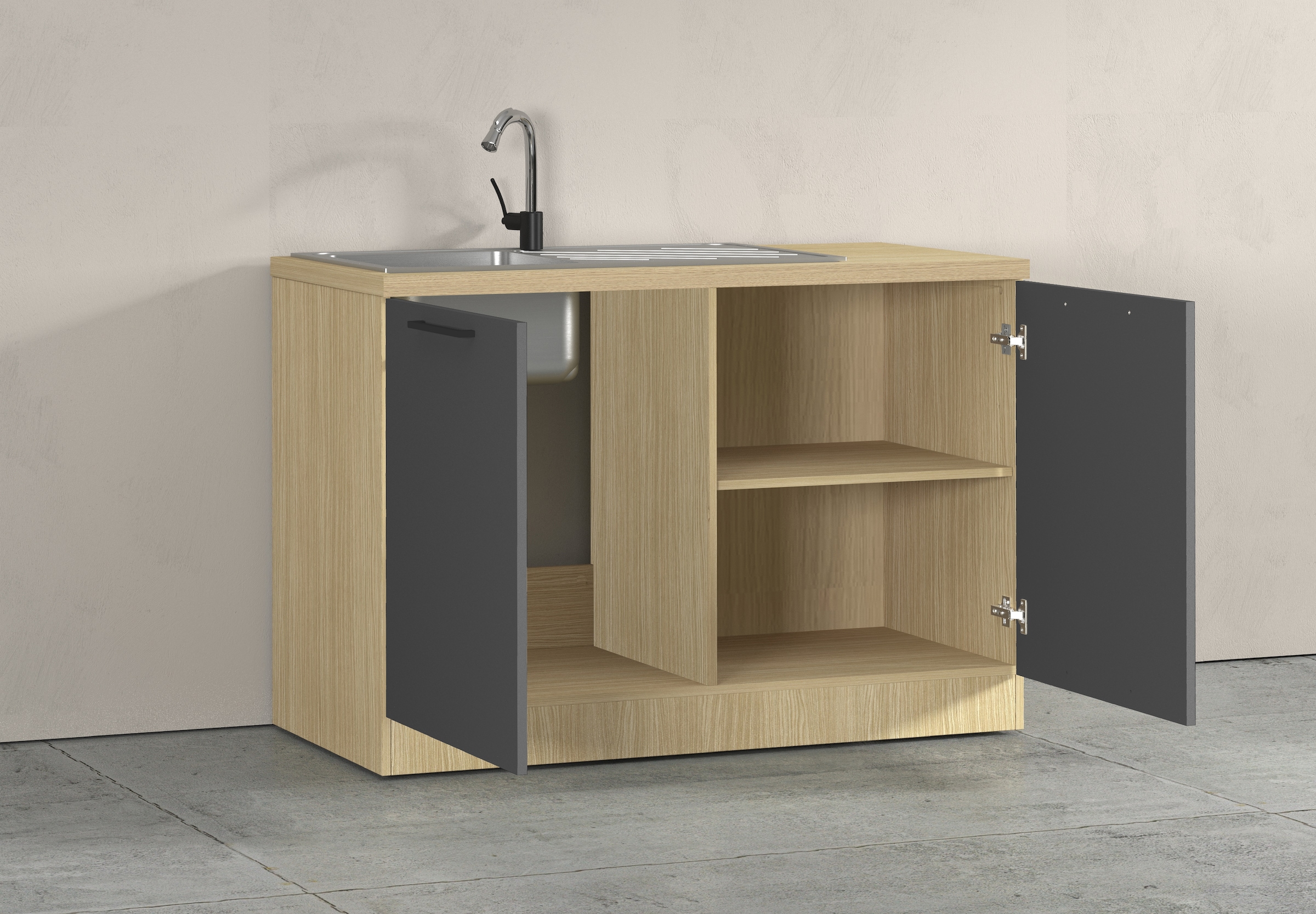 KOCHSTATION Spülenschrank »Luna, Unterschrank für Spüle, Küchenspülenschrank, Made in  Italy« B/T/H: 120×60×85 cm, inklusive Einbauspüle und Siphon