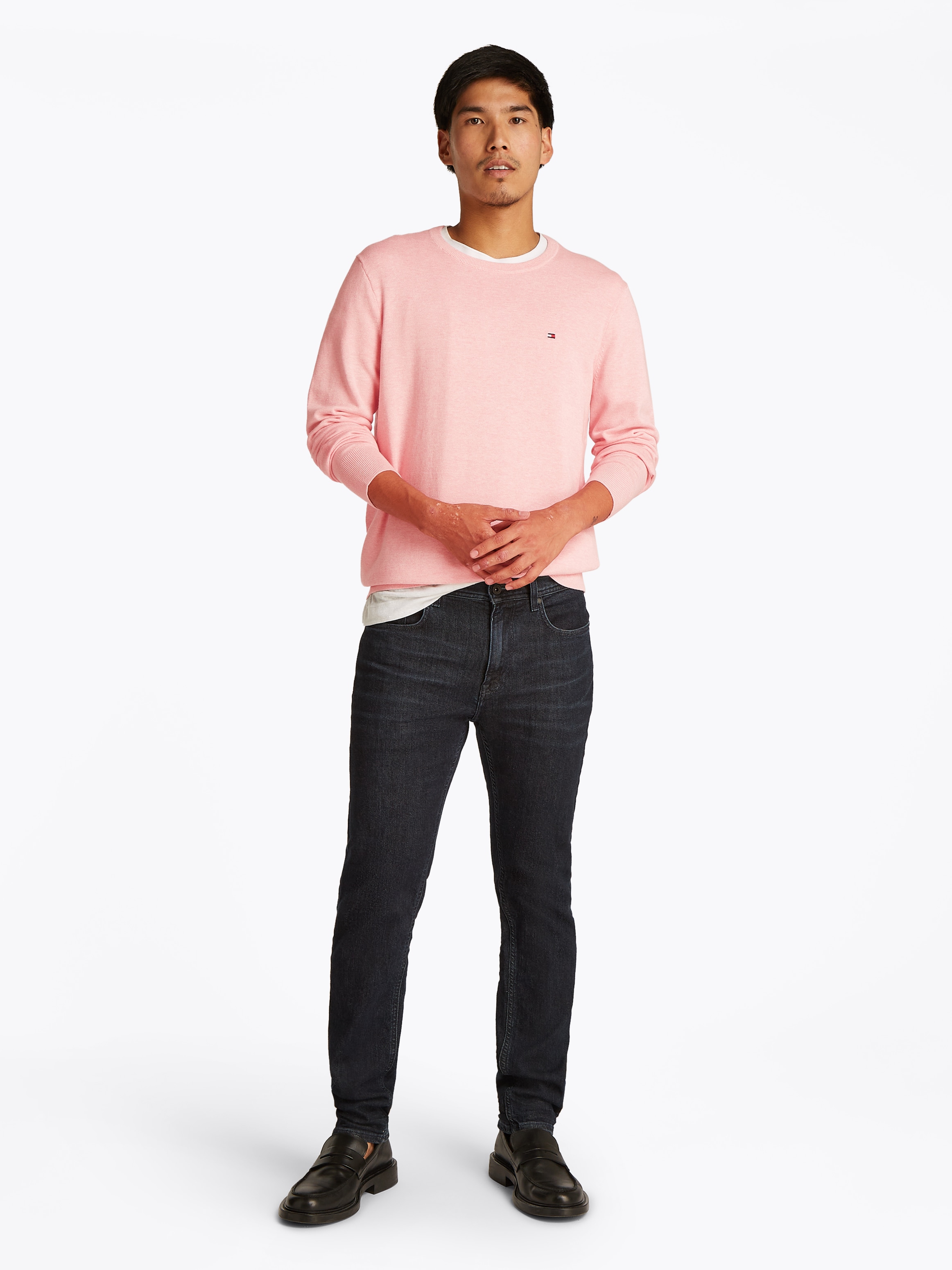 Tommy Hilfiger Rundhalspullover »ESSENTIAL COTTON CREW NECK«, 100% Baumwolle Crewneck Regular Fit Premium Mode