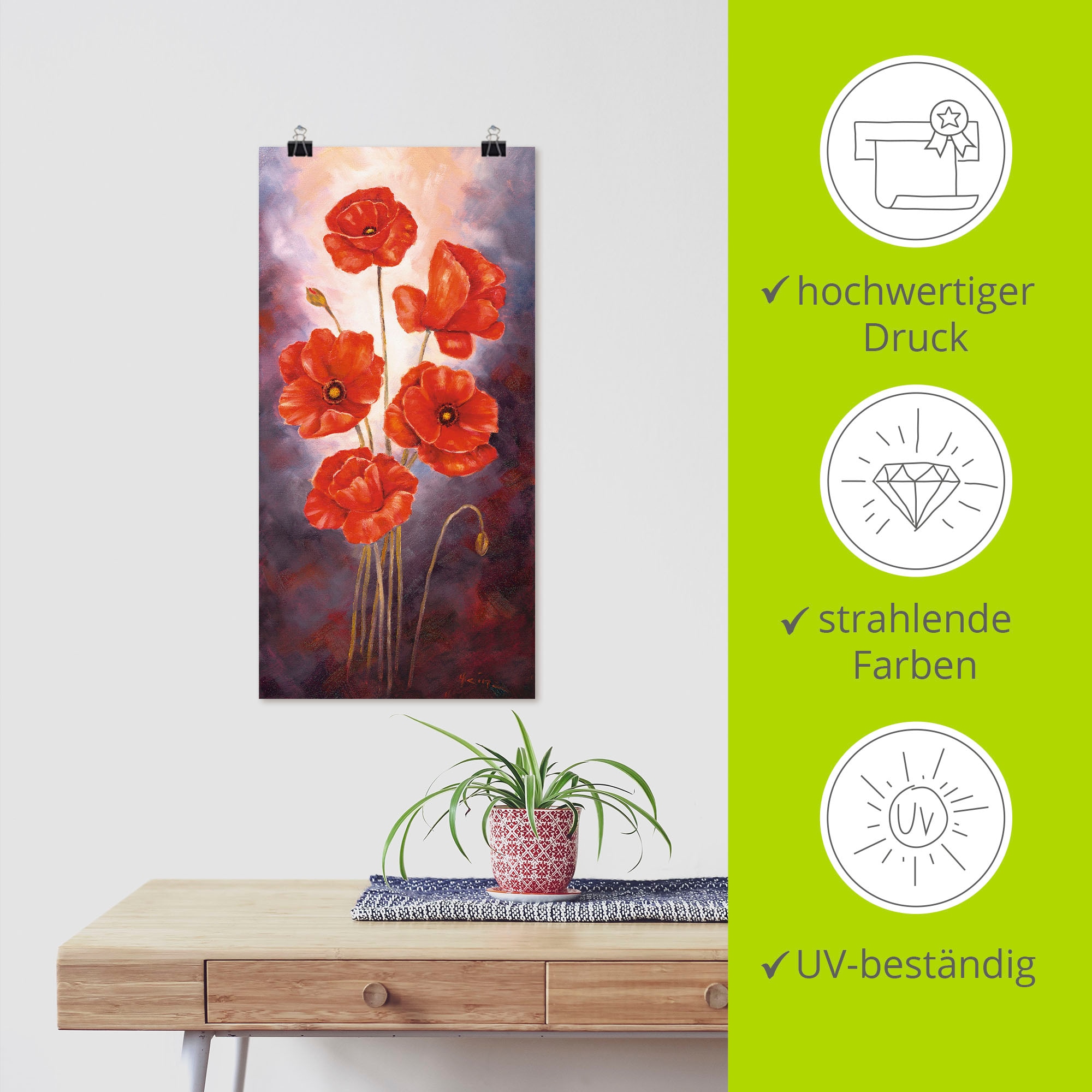 Artland Wandbild »Mohn V« Blumen 1 Stk. tlg. als Leinwandbild, Poster in verschied. Größen