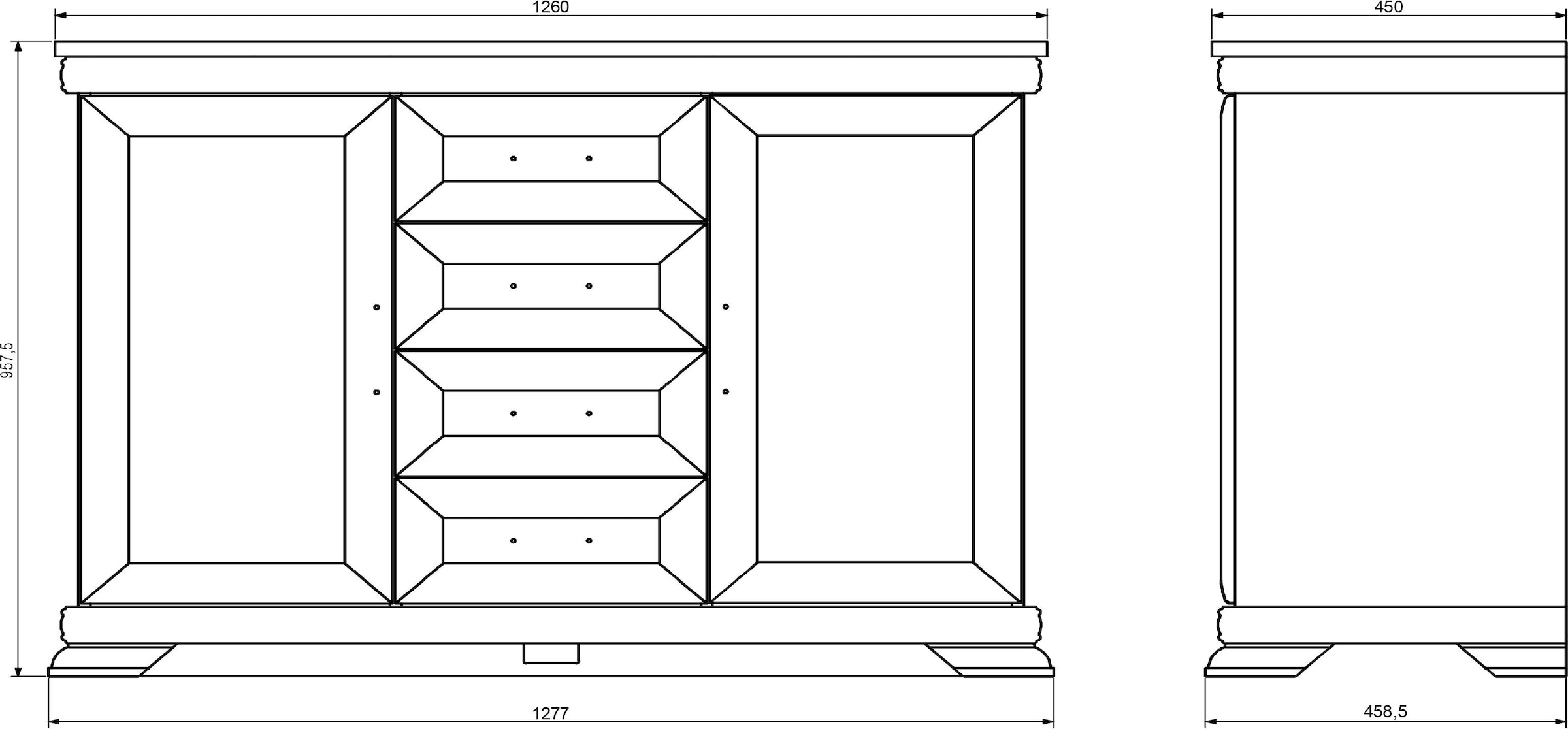 Home affaire Buffet »Royal«, Breite ca. 128 cm