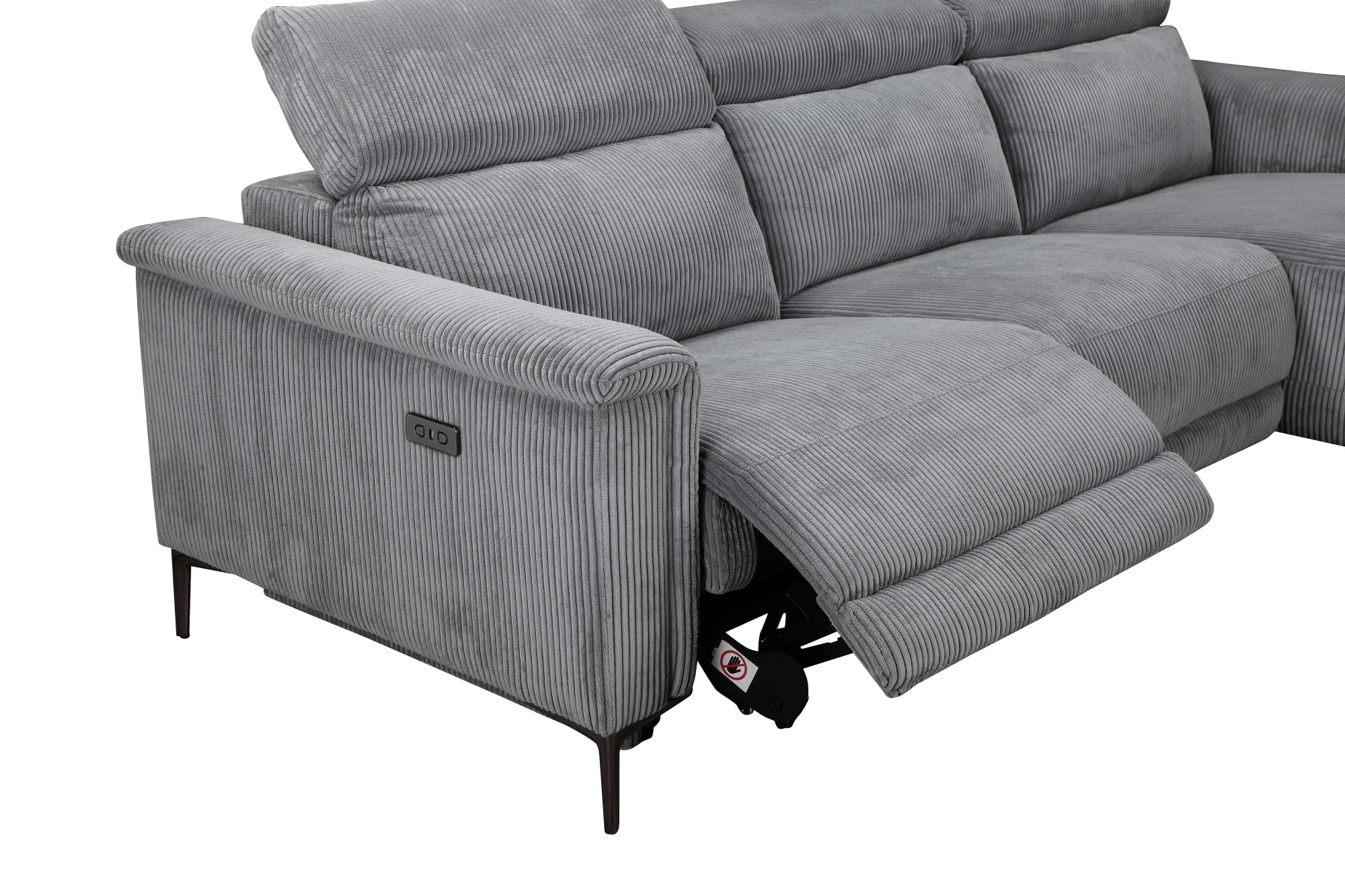 Places of Style Ecksofa »Lund in Cord, L-Form, 261 cm, manuelle und elektr. Relaxfunktion,«, USB-A und Kopfteilverstellung