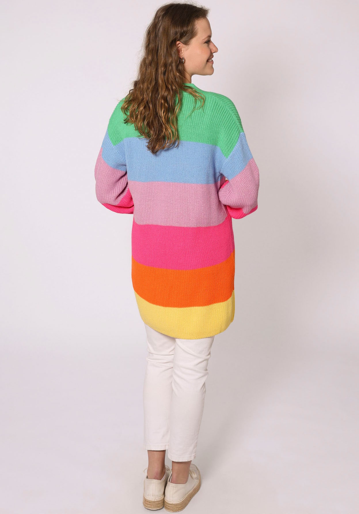 Zwillingsherz Cardigan »"Katja"«, One Size, Wollanteil, Langarm, Blockstreifen, ohne Verschluss