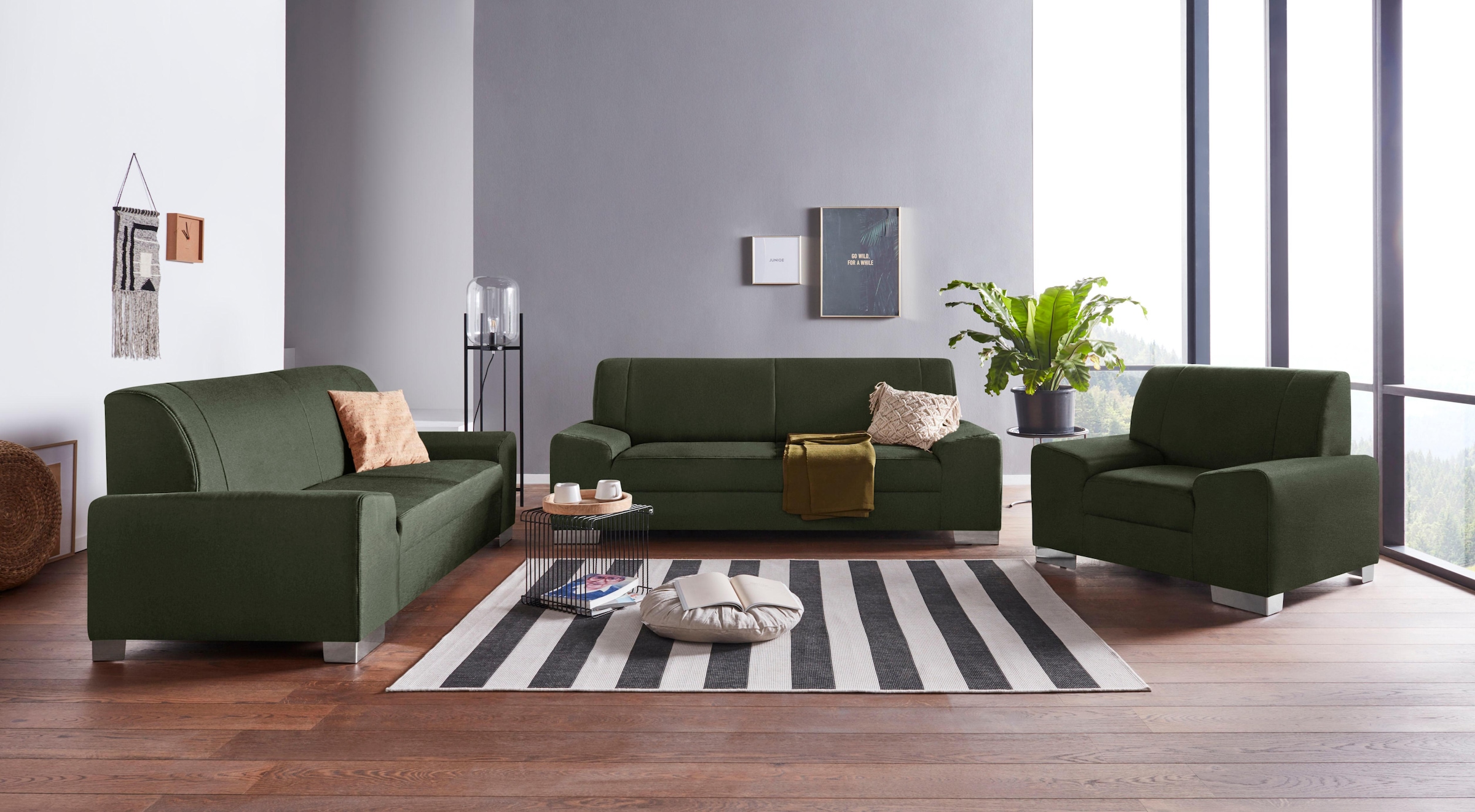 DOMO collection 2-Sitzer »Anzio in kubischer Formensprache, flache Armlehnen, Breite 184cm« wahlweise mit Federkern