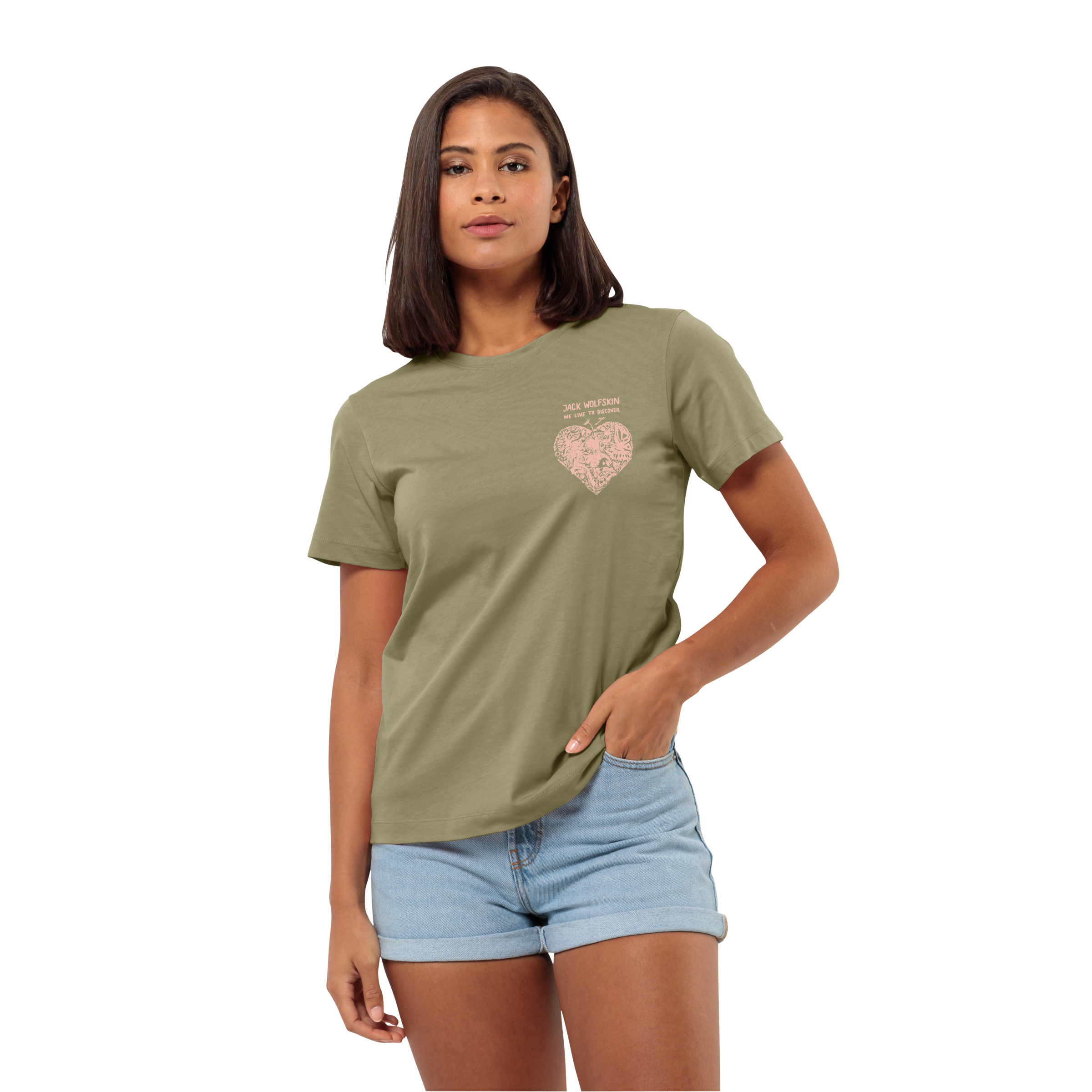 T-Shirt »DISCOVER HEART T W«, klassisches Grafik-T-Shirt aus weicher Bio-Baumwolle