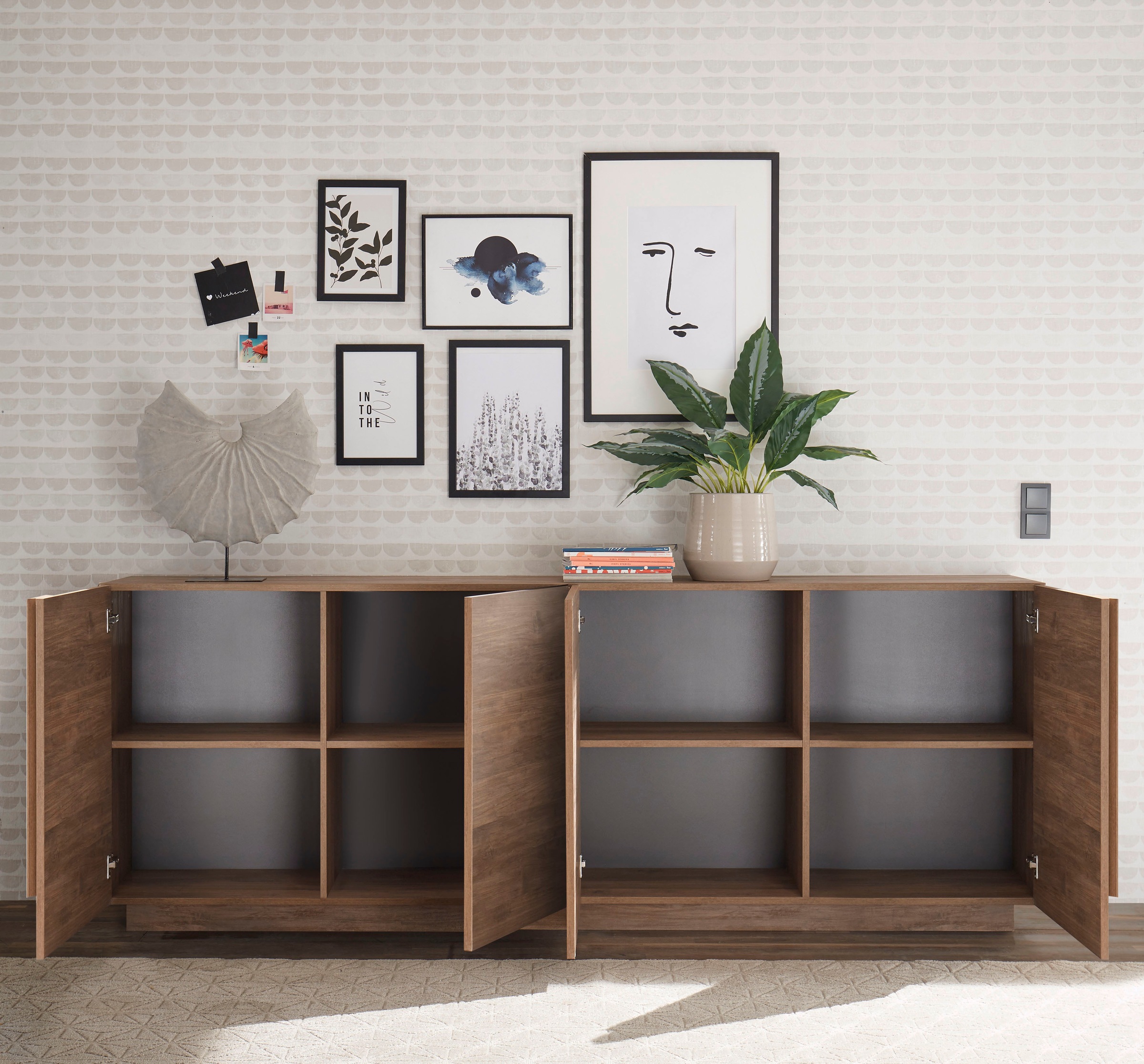 INOSIGN Sideboard »Jupiter, Breite 241 cm, Kommode 4 Türen - Soft Closing, Anrichte«, moderne Griffblende, FSC®, cleveres Stauraumkonzept