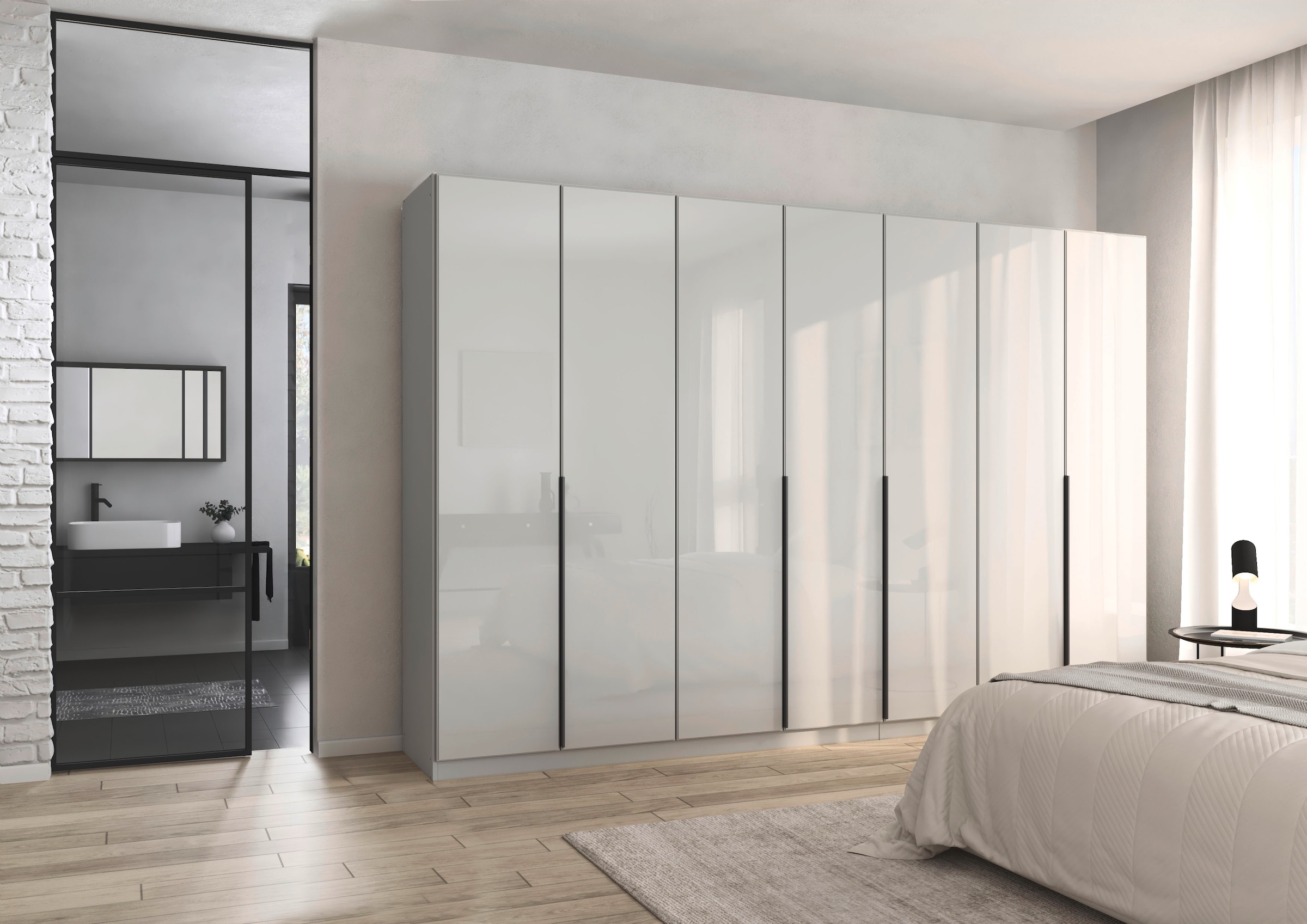 rauch Drehtürenschrank »Kleiderschrank Kleiderschränke Schrank Garderobe AGORDO mit Glasfront«, (in zwei Griff-Farben), durchdachte Innenausstattung, in 6 Breiten und 2 Höhen MADE IN GERMANY
