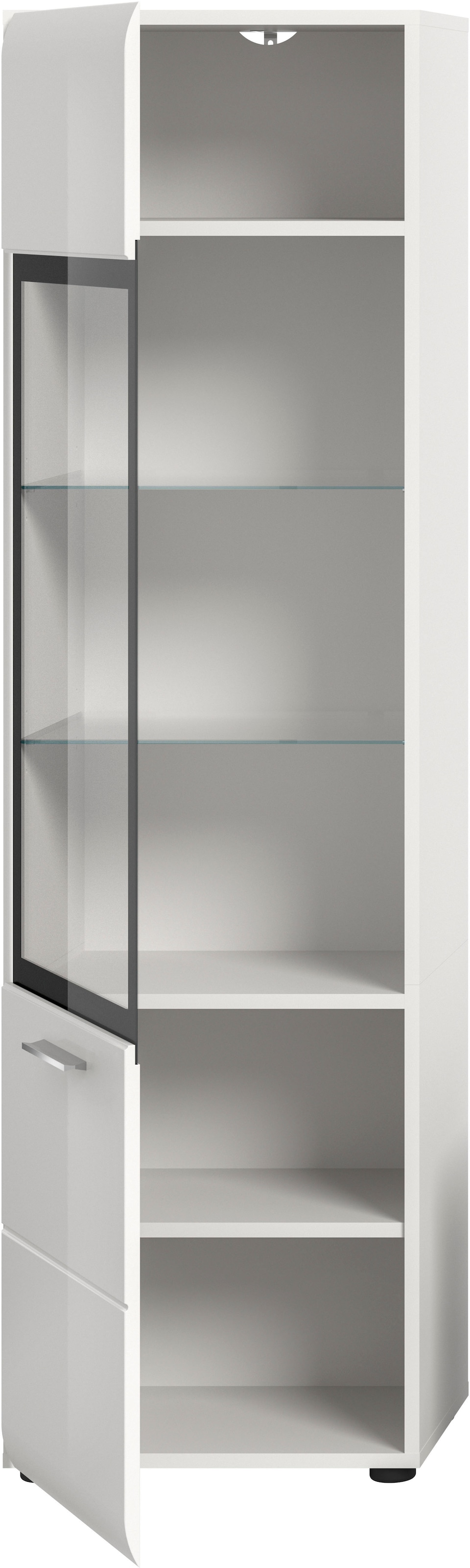 Home affaire Vitrine »FLORENZ, Höhe: 160 cm, hochwertige MDF-Front, Glastür, Glasböden« 1 Stk. tlg. Vitrine, Vitrine weiß, Vitrinenschrank, Wohnzimmervitrine, Wohnzimmer