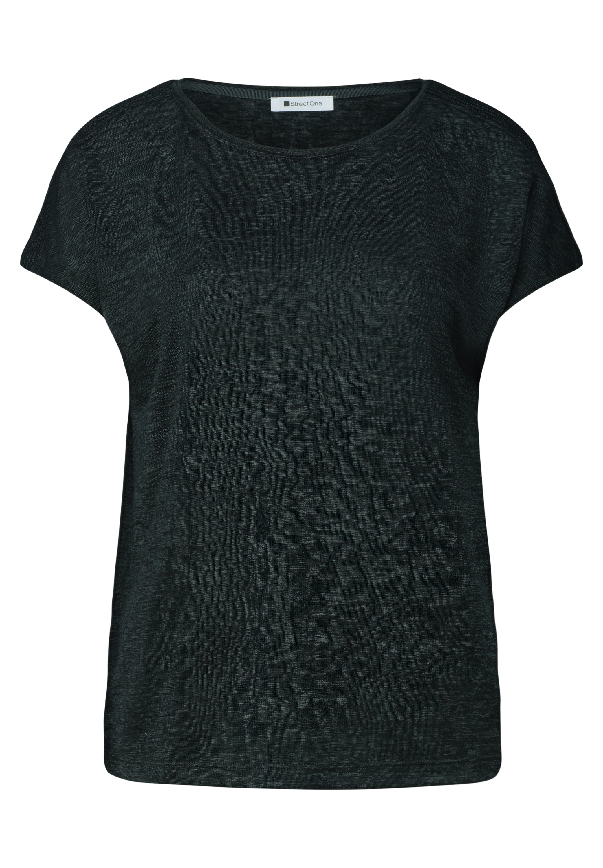 STREET ONE Shirttop Sommershirt mit Boat Neck und Smok-Detail