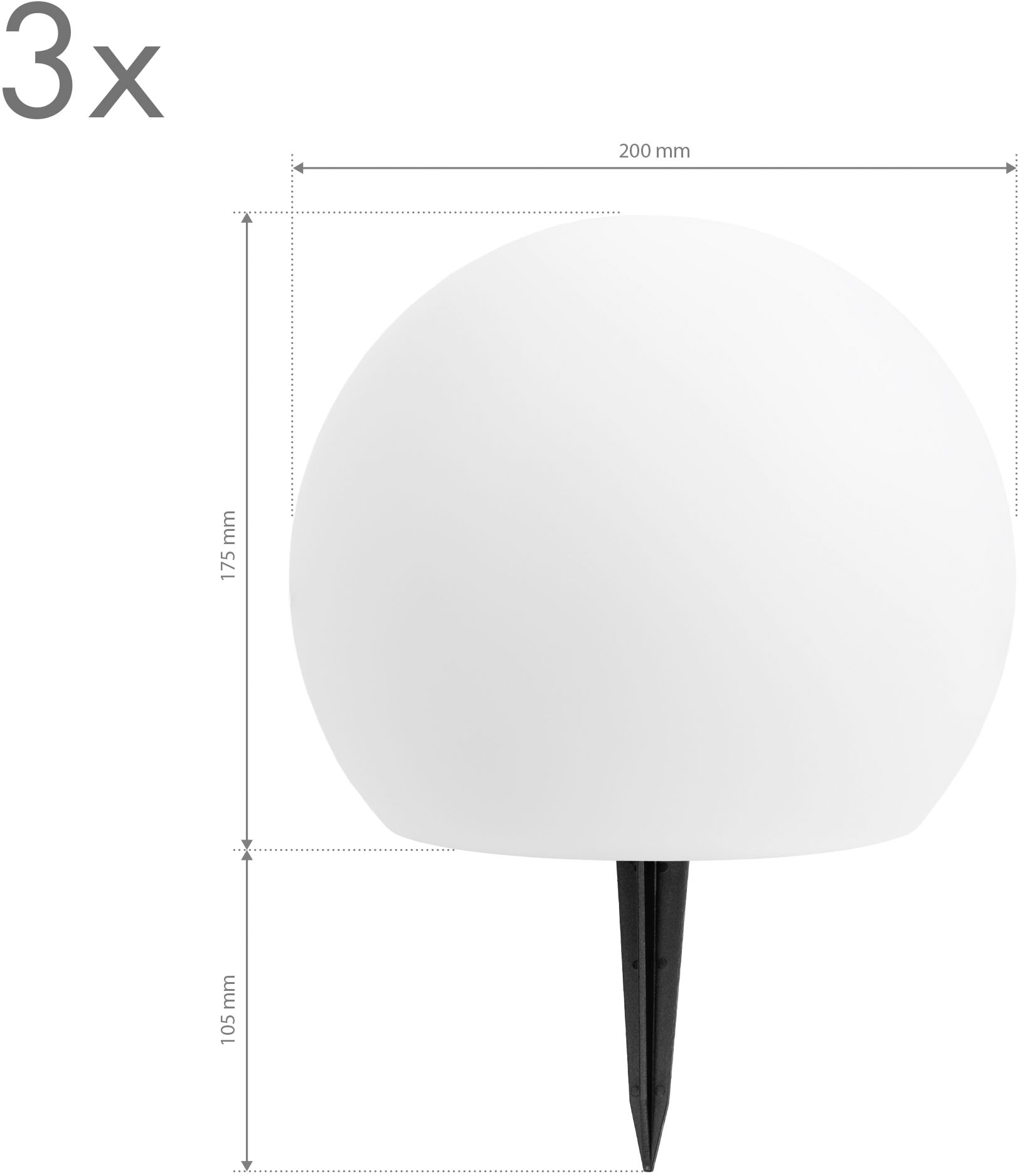 my home LED Solarleuchte »Orlaith, LED-Solar Kugelleuchten, 3er Set« LED-Modul 3 Stk. Warmweiß mit Erdspießen