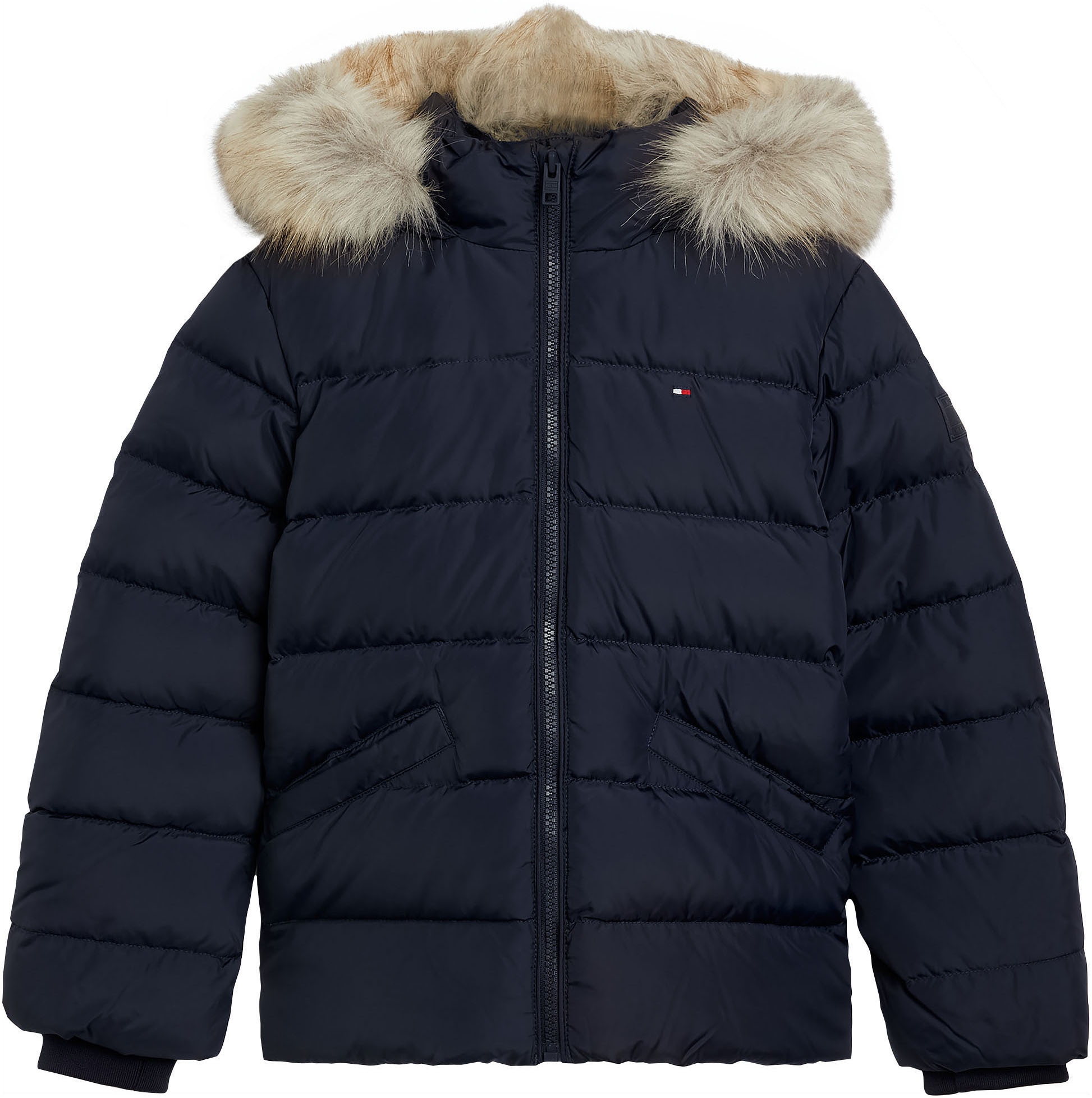Tommy Hilfiger Steppjacke »ESSENTIAL FUR HOOD JACKET«, mit Kapuze, mit Fellimitat an der Kapuze