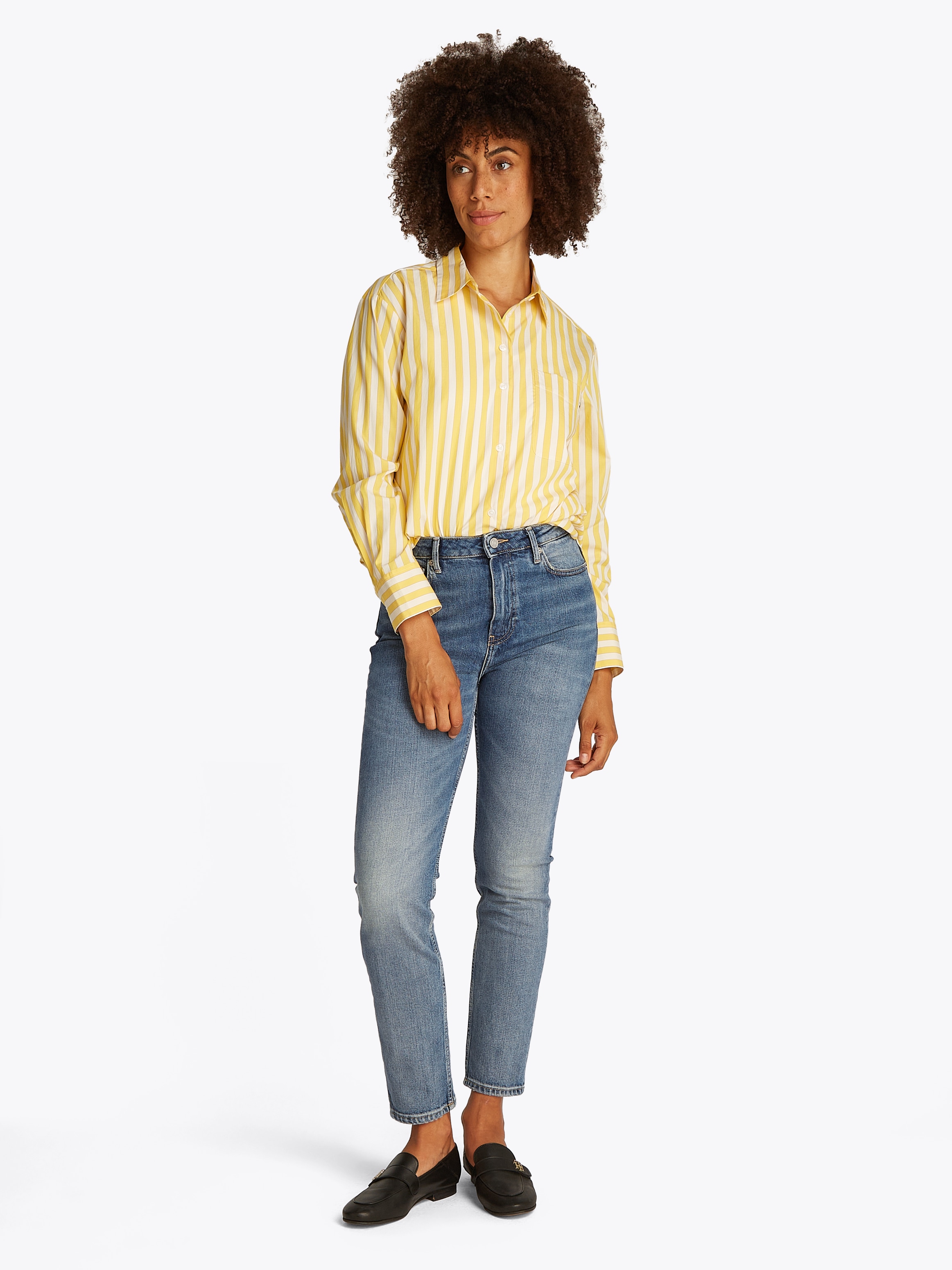 Tommy Hilfiger Slim-fit-Jeans »Slim Cigarette High Waist«, mit Logo-Badge, in blauer Waschung