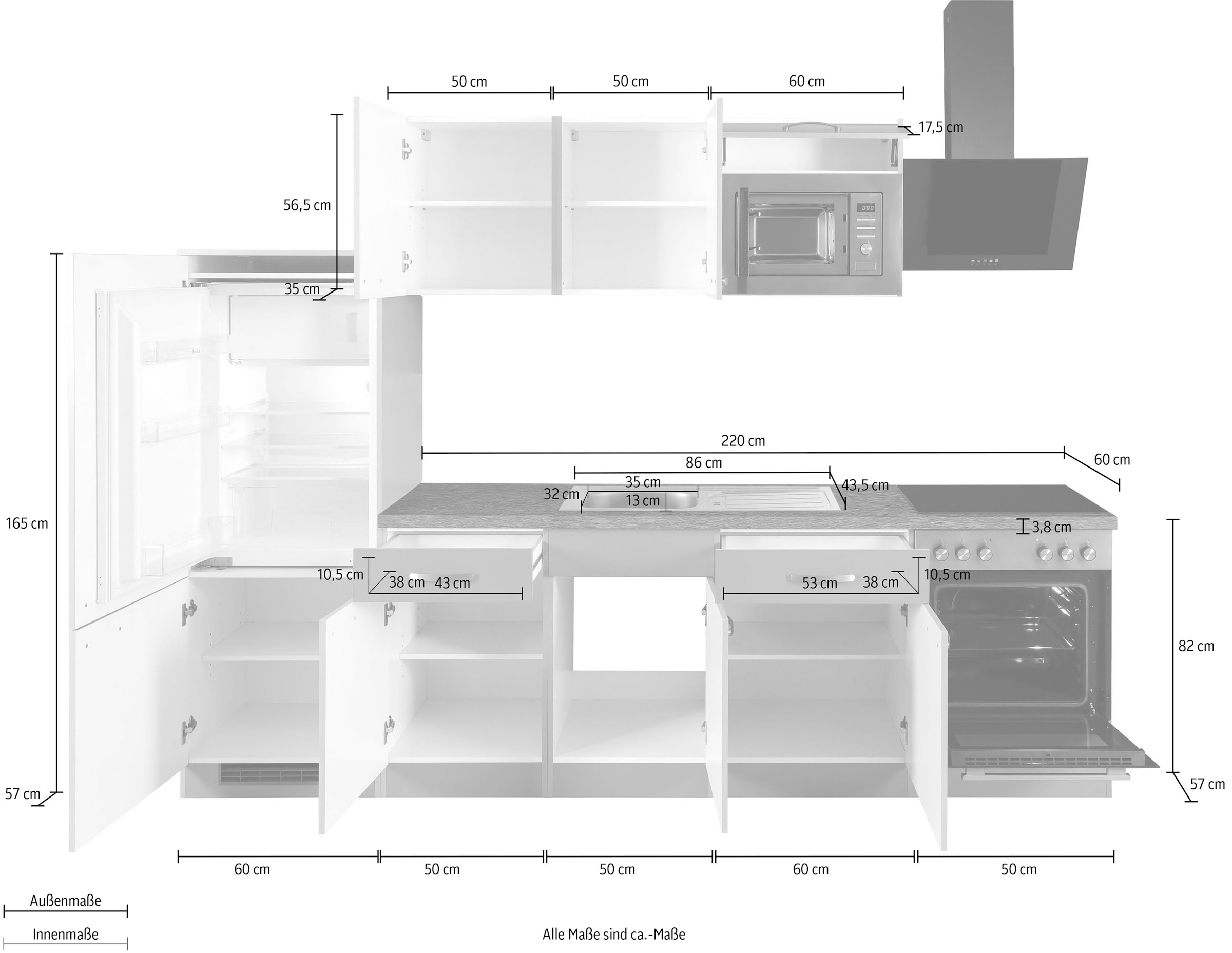 wiho Küchen Küchenzeile »Kansas«, mit E-Geräten, Breite 280 cm bequem  bestellen