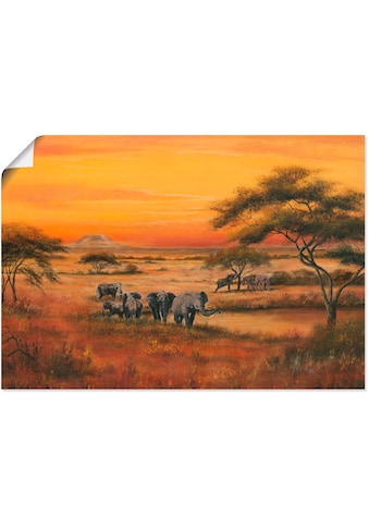 Artland Wandbild »Afrika Elefanten«, Afrika, (1 St.), in vielen Größen & Produktarten... kaufen